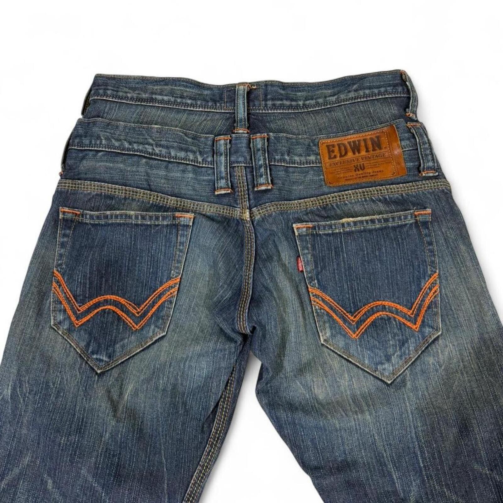 True Religion Vintage y2k style EDWIN Orange stitching design denim jeans Size US 31 - 1 Thumbnail