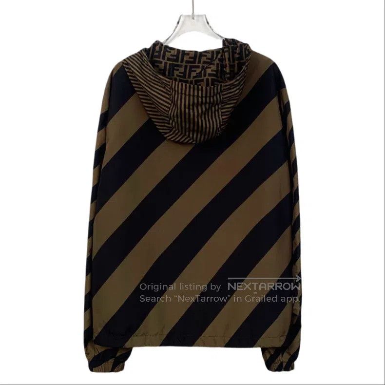 Fendi Fendi Dark Brown Logo Monogram Printed Hooded Zip-Up Long Size US M / EU 48-50 / 2 - 4 Thumbnail