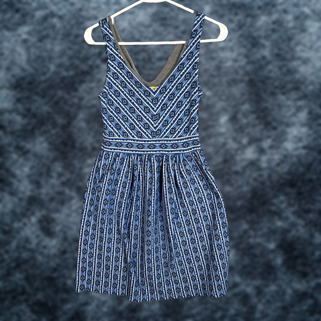 Vintage Maeve Sleeveless Dress Blue & Black Womens Size 4 Polyester Cotton Blend Size S / US 4 / IT 40 - 1 Thumbnail