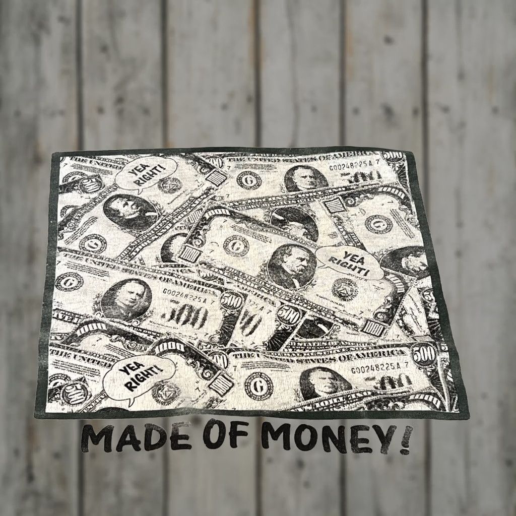Fruit Of The Loom VINTAGE MADE OF MONEY graphic T shirt XL White Cotton Blend 1990s Fruit of the Loom Mens Size US XL / EU 56 / 4 - 1 Thumbnail