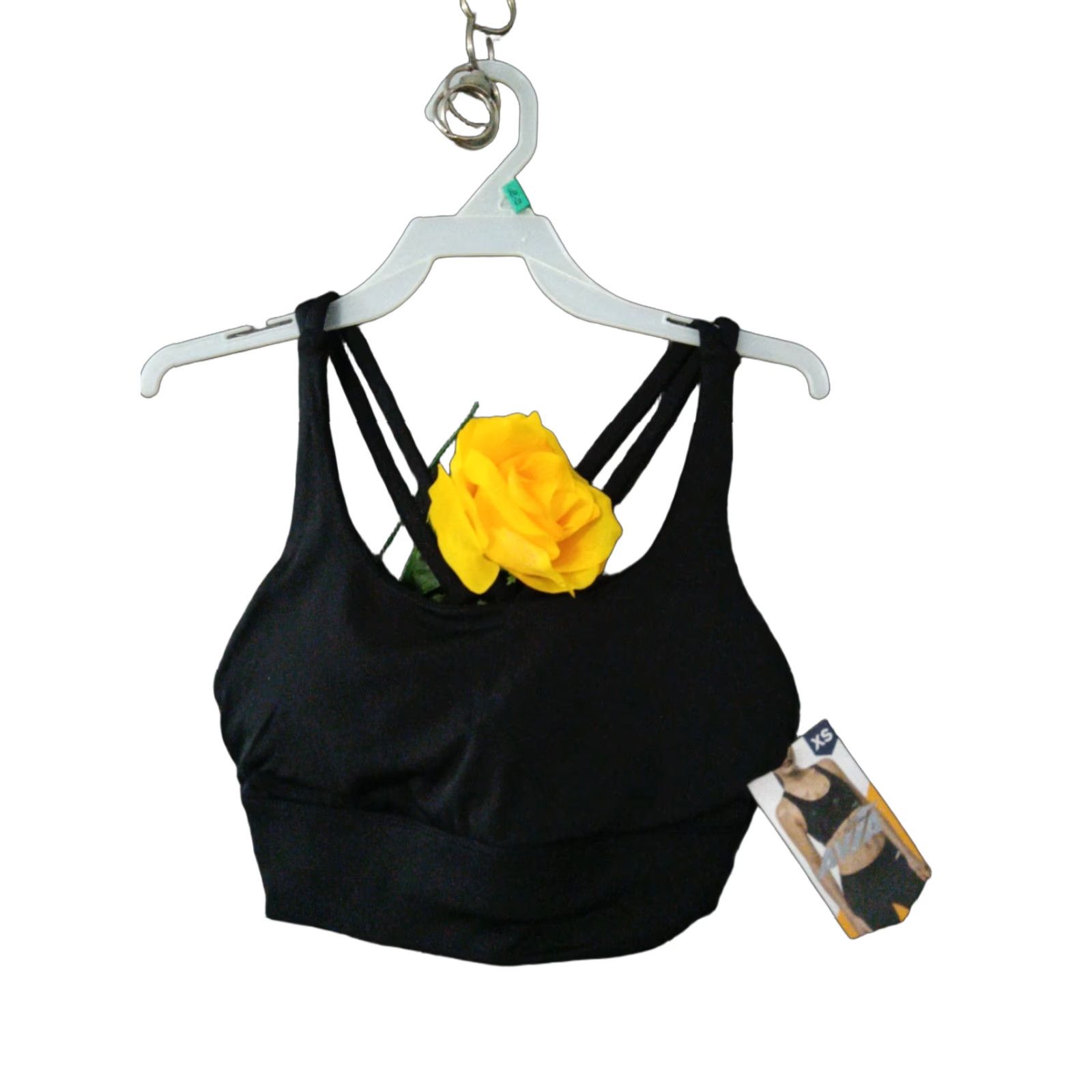 Avia VINTAGE Avia High Sports Bra Women's XS Black Crossback Moisture Wicking Sports Bra 0-2 Size ONE SIZE - 1 Thumbnail