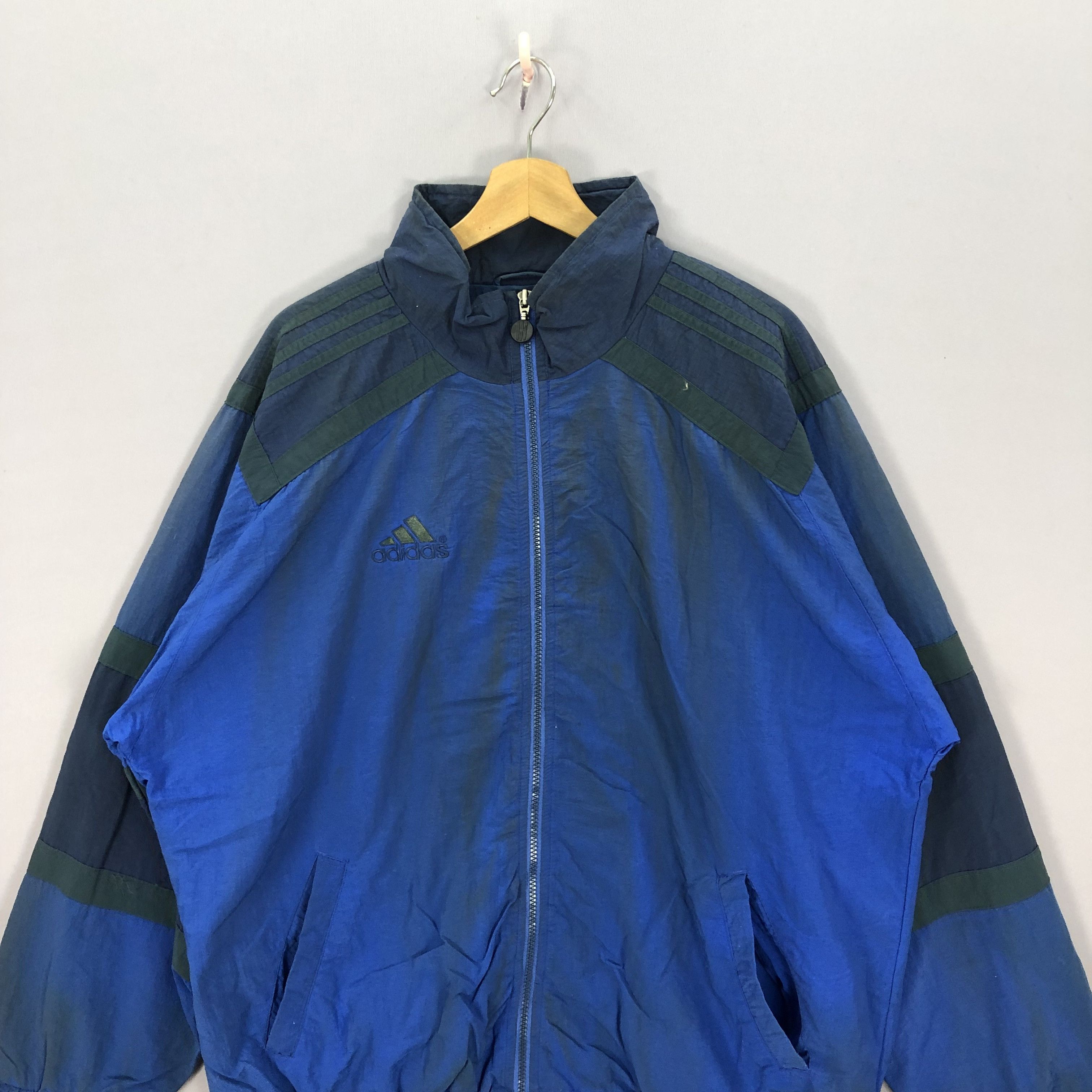 Adidas × Vintage Vintage 90s Dirty Adidas Windbreaker Zipper Jacket Size US L / EU 52-54 / 3 - 4 Thumbnail