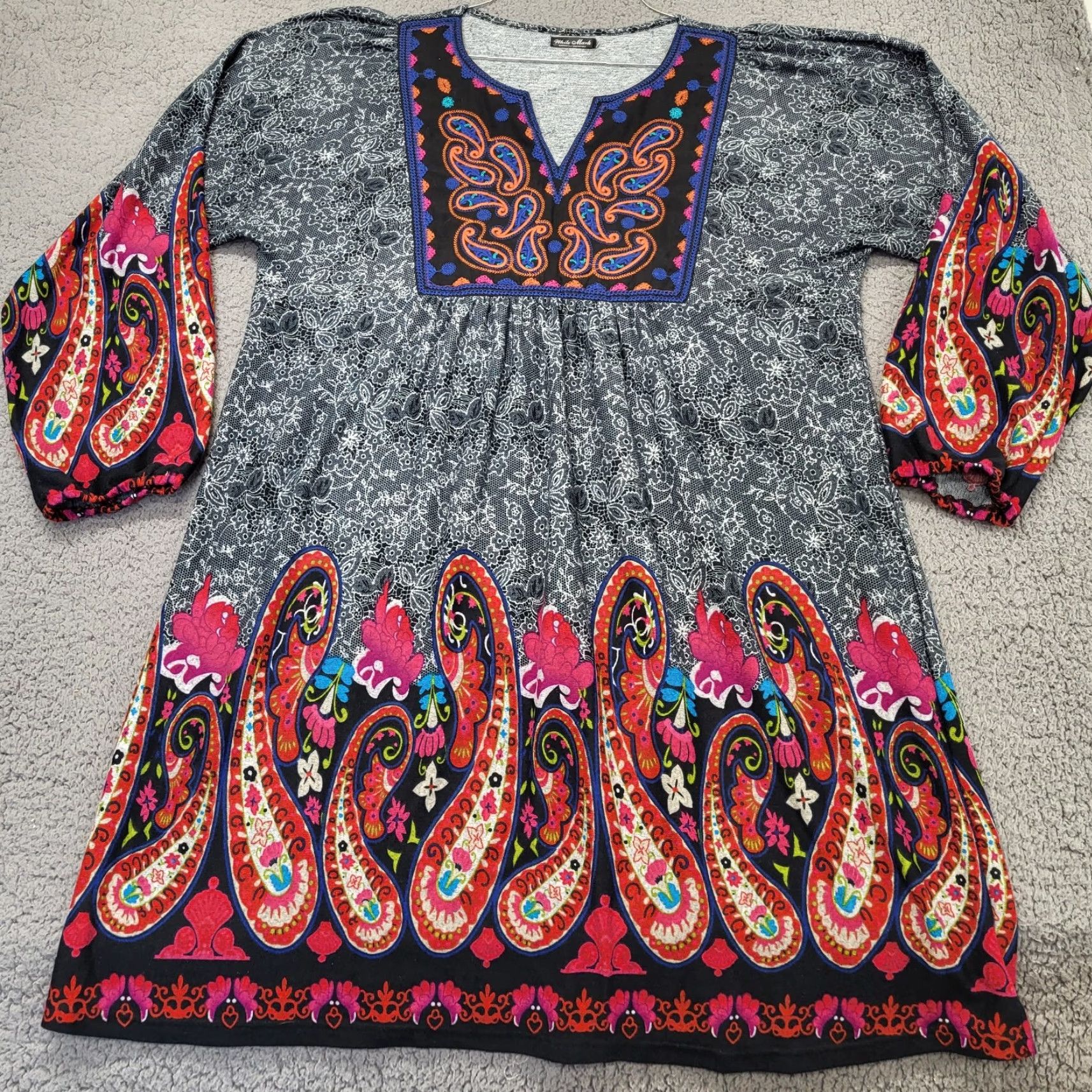 White Mark White Mark Dress Women's Size 1X Embroidered Paisley Apolline Sweater Boho Shirt-Category? Size XL / US 12-14 / IT 48-50 - 7 Thumbnail