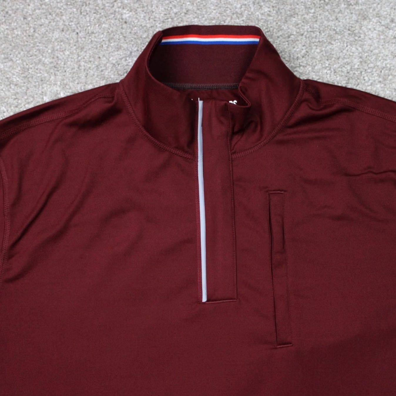Vintage Fourlaps Mens Sweatshirt Red 1/4 Zip Long Sleeve Pullover Polyester Spandex Crew Neck L/S Size US M / EU 48-50 / 2 - 3 Thumbnail