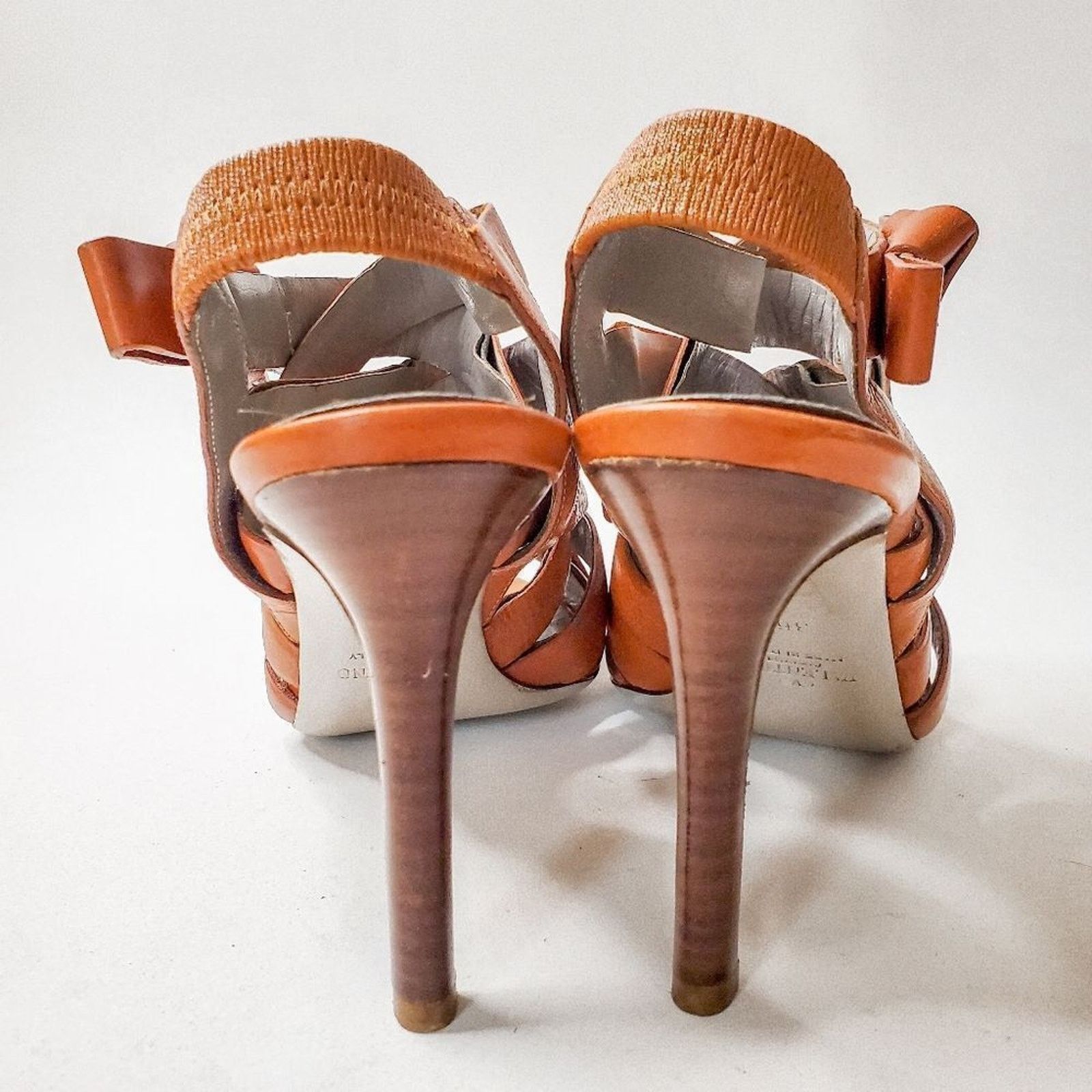 Valentino Valentino Brown Leather Peep Toe Sandals with Bows Size 36.5 Size US 6.5 / IT 36.5 - 3 Thumbnail