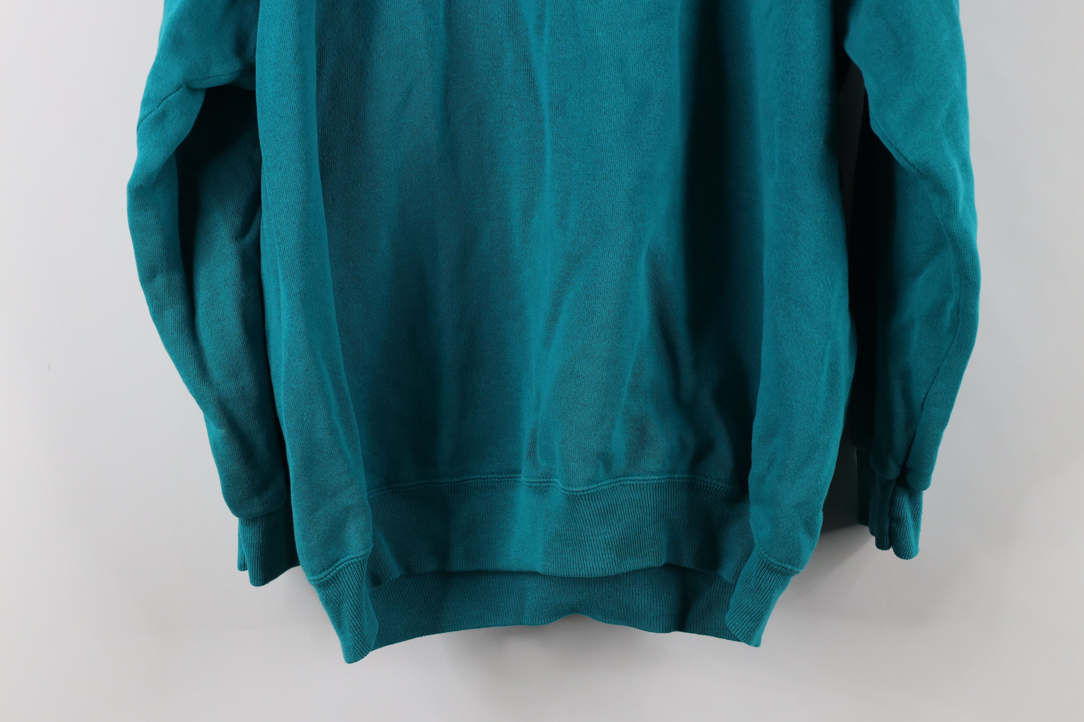 Vintage Vintage 90s Streetwear Blank Crewneck Sweatshirt Teal USA Size XL / US 12-14 / IT 48-50 - 14 Thumbnail