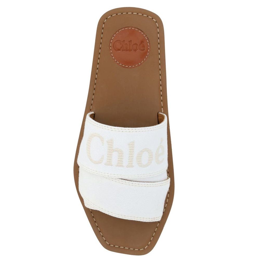Chloe Chloé White Cotton Slides Woody Sandals/EU37/US7/White | Grailed