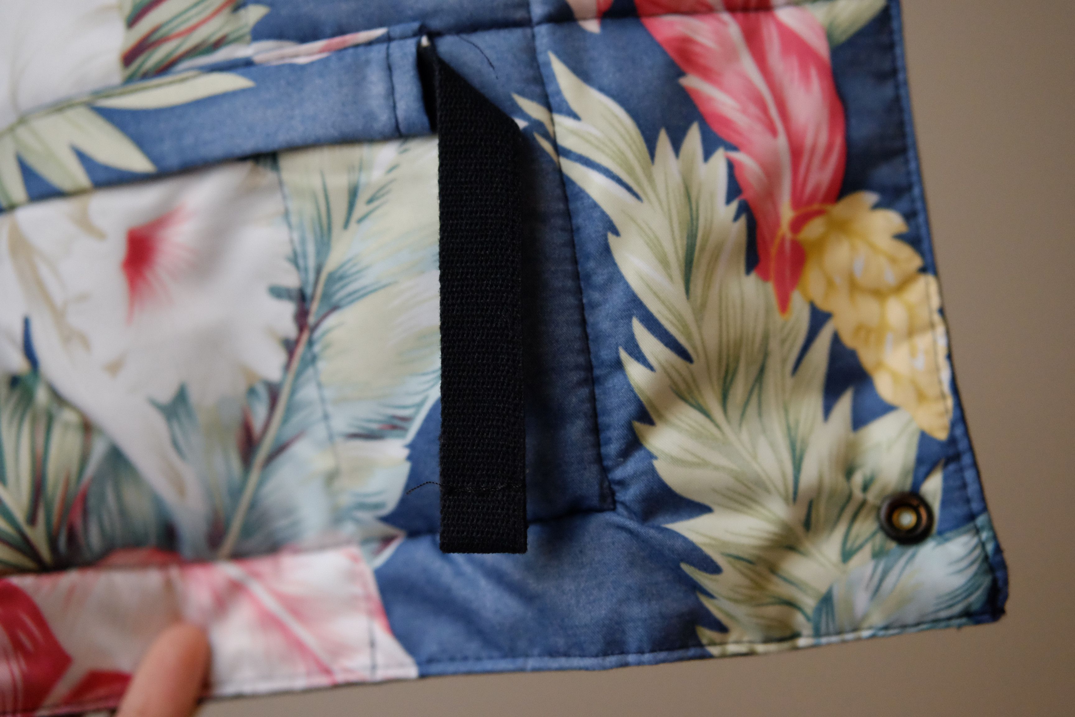 Engineered Garments Navy Hooded Work Vest w/ Floral Lining