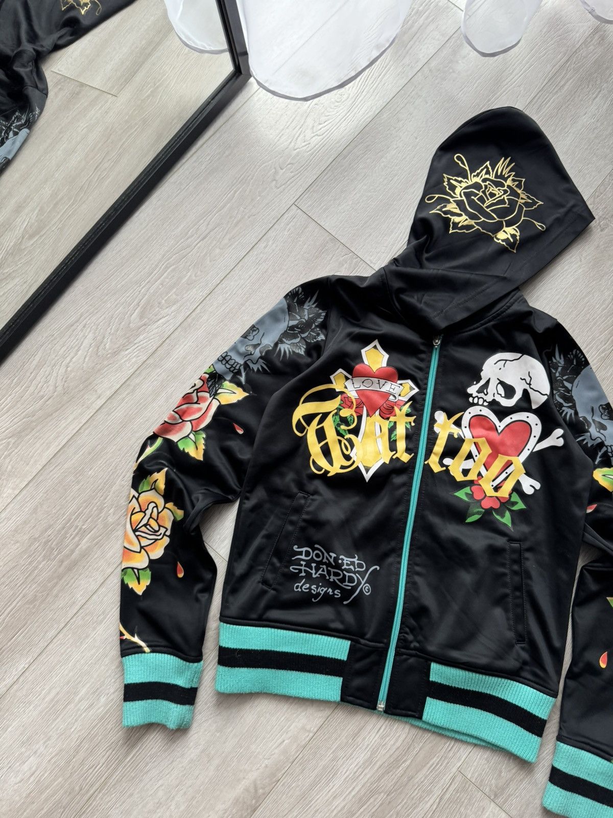 Christian Audigier × Ed Hardy Y2K Vintage Ed Hardy Zip Up Hoodie Logo Streetwear Rare VTg Size S / US 4 / IT 40 - 2 Thumbnail