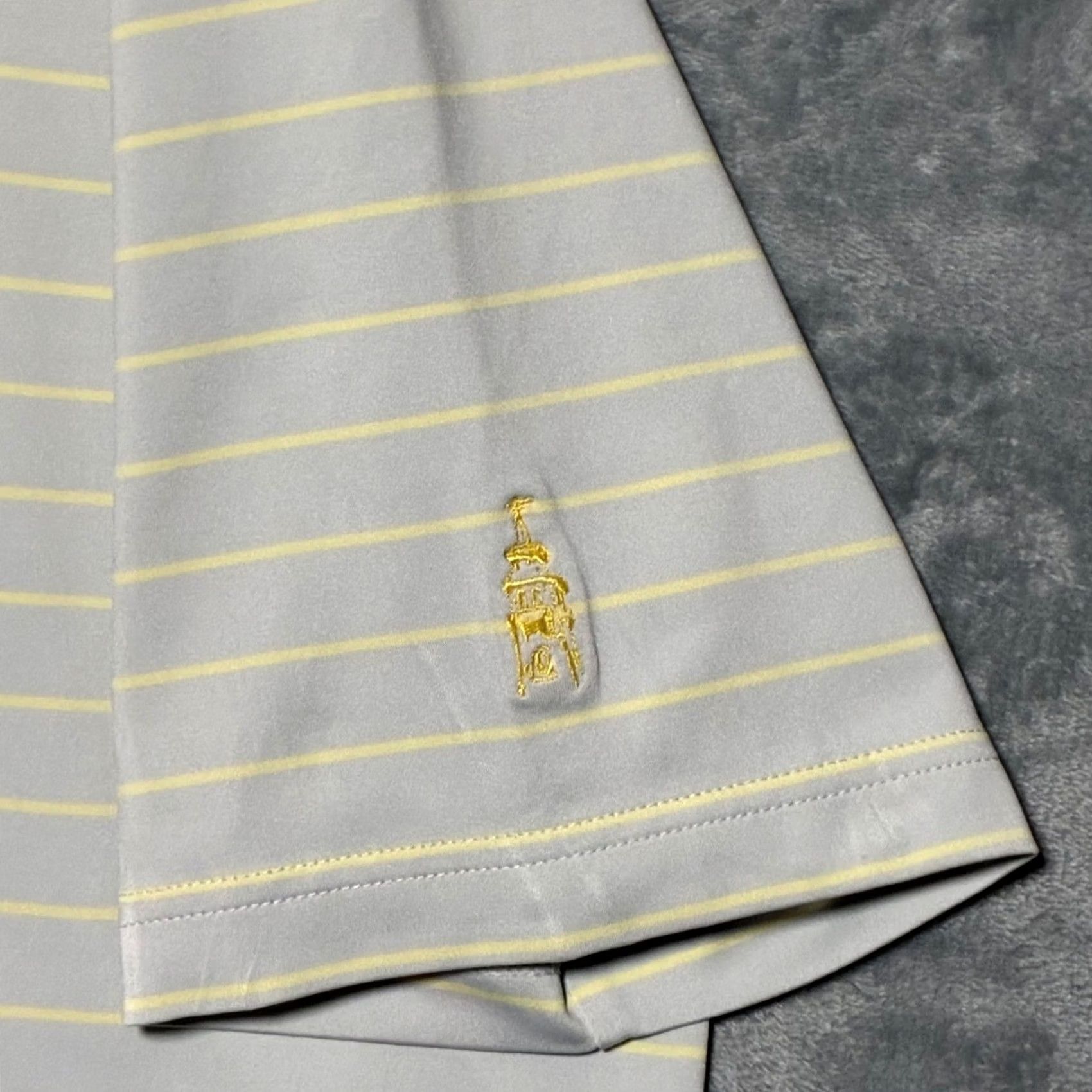 Peter Millar Peter Millar Polo Shirt Mens L Grey Yellow Summer Comfort Performance Striped Size US L / EU 52-54 / 3 - 4 Thumbnail