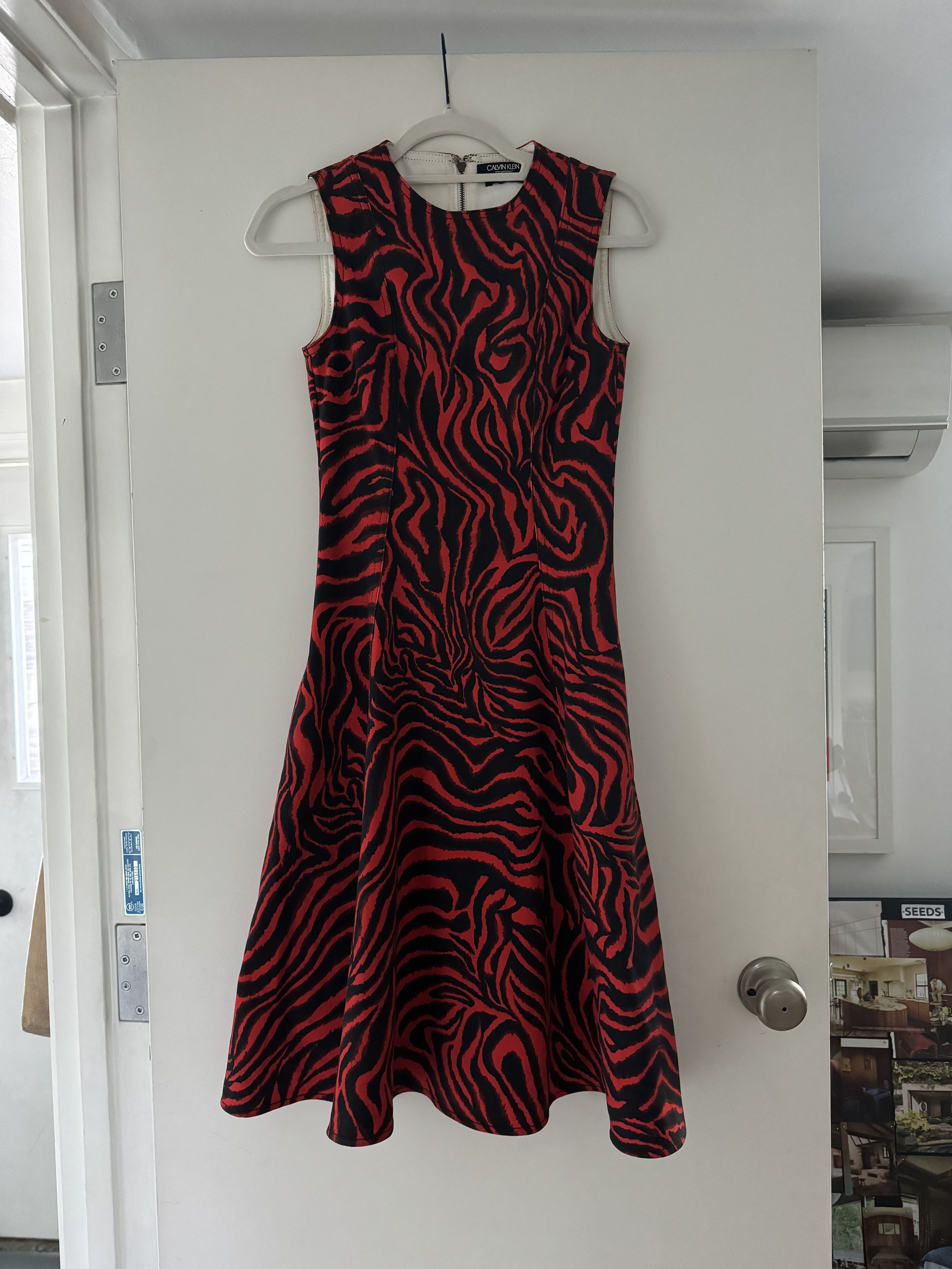 Print Midi Dress Raf Simons final CK collection (Jaws)