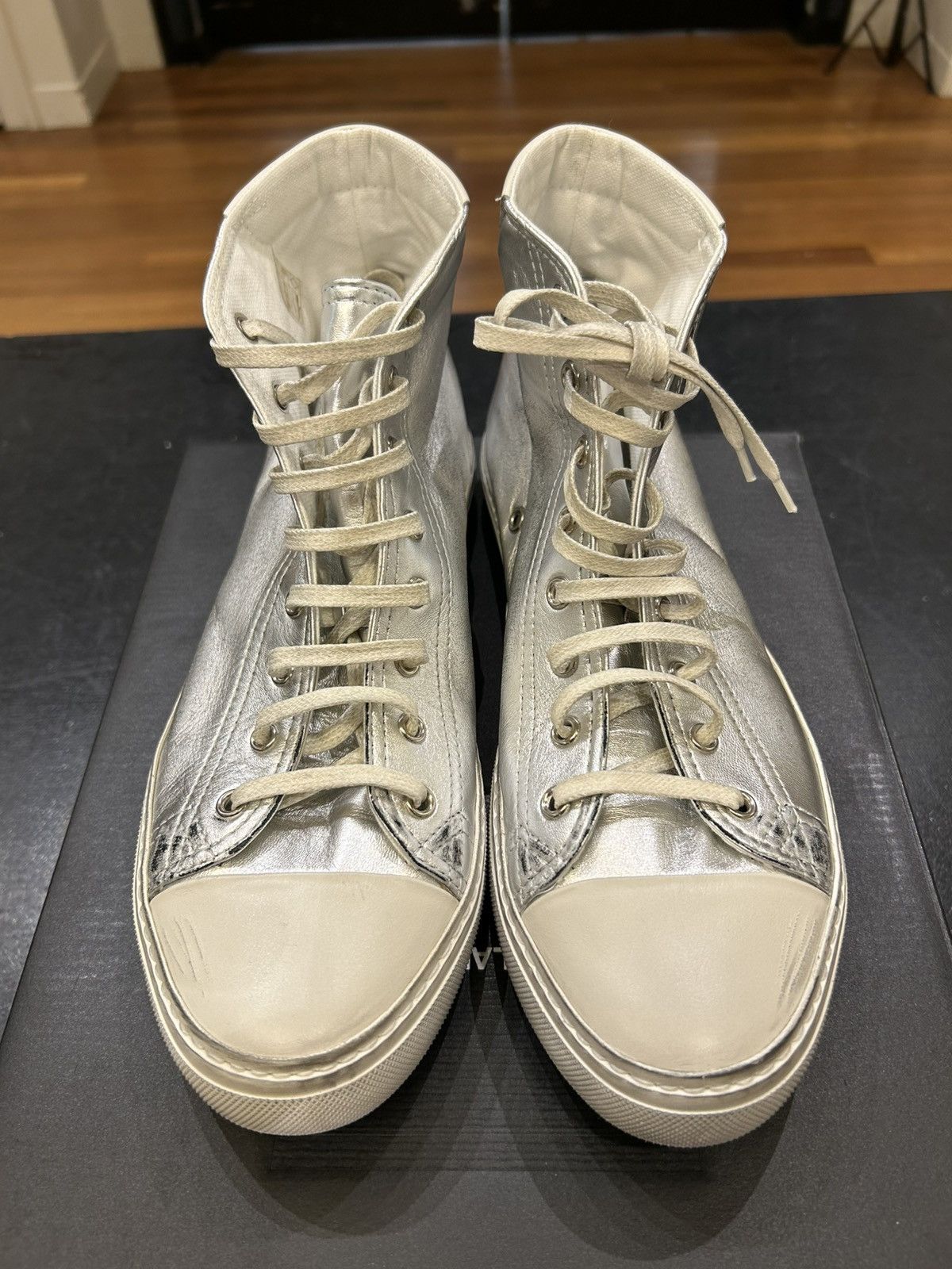 Yves Saint Laurent Yves Saint Laurent Bedford High Top Sneakers - Silver Size US 8 / EU 41 - 4 Thumbnail