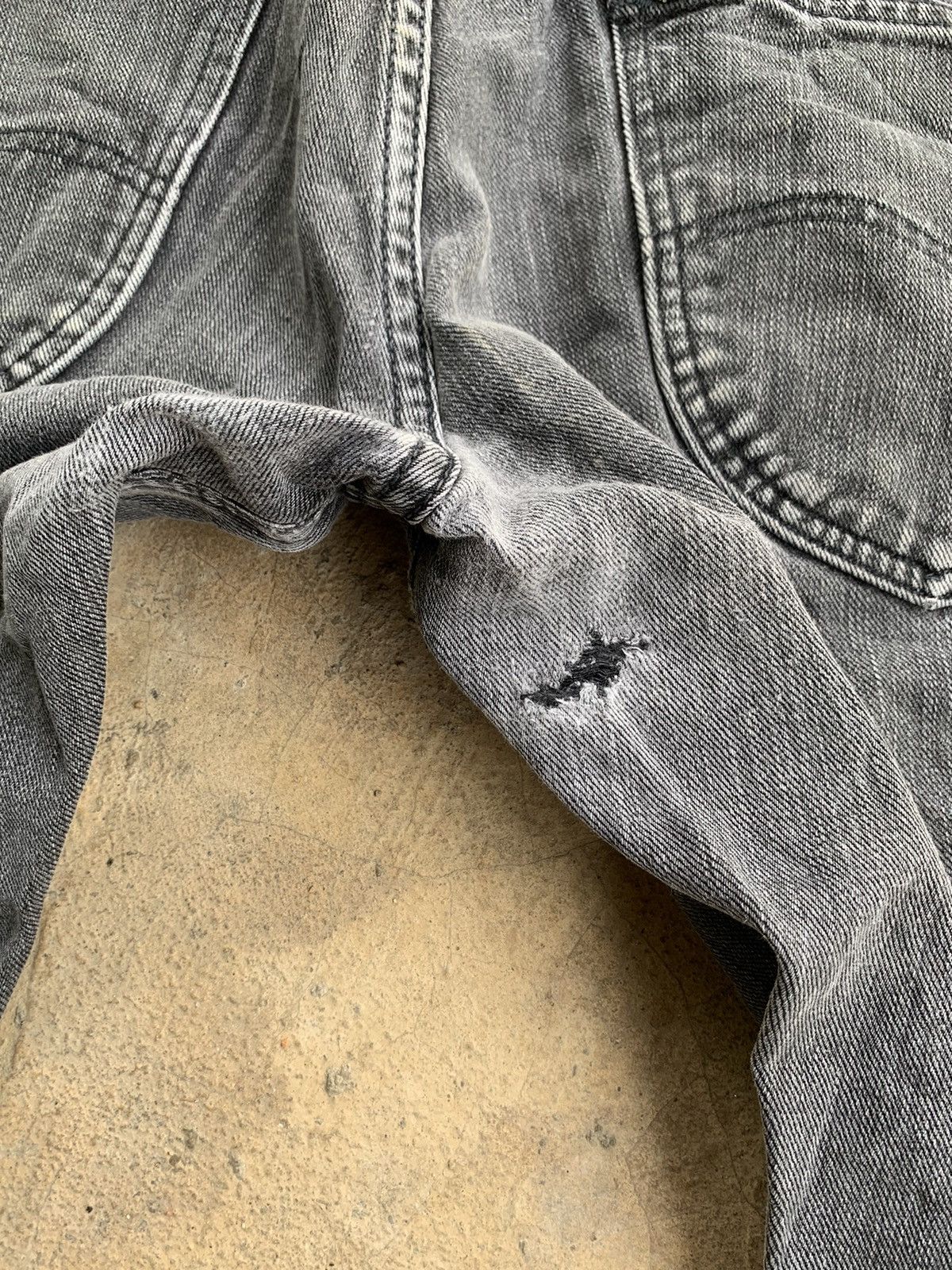 Lee Rare💥Lee 101 Black Selvedge Faded Distressed Denim Size US 30 / EU 46 - 18 Thumbnail