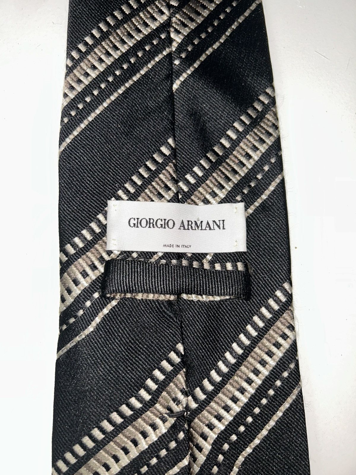 Giorgio Armani Georgio Armani Black &Silver Striped Men's Silk Tie Size ONE SIZE - 6 Thumbnail