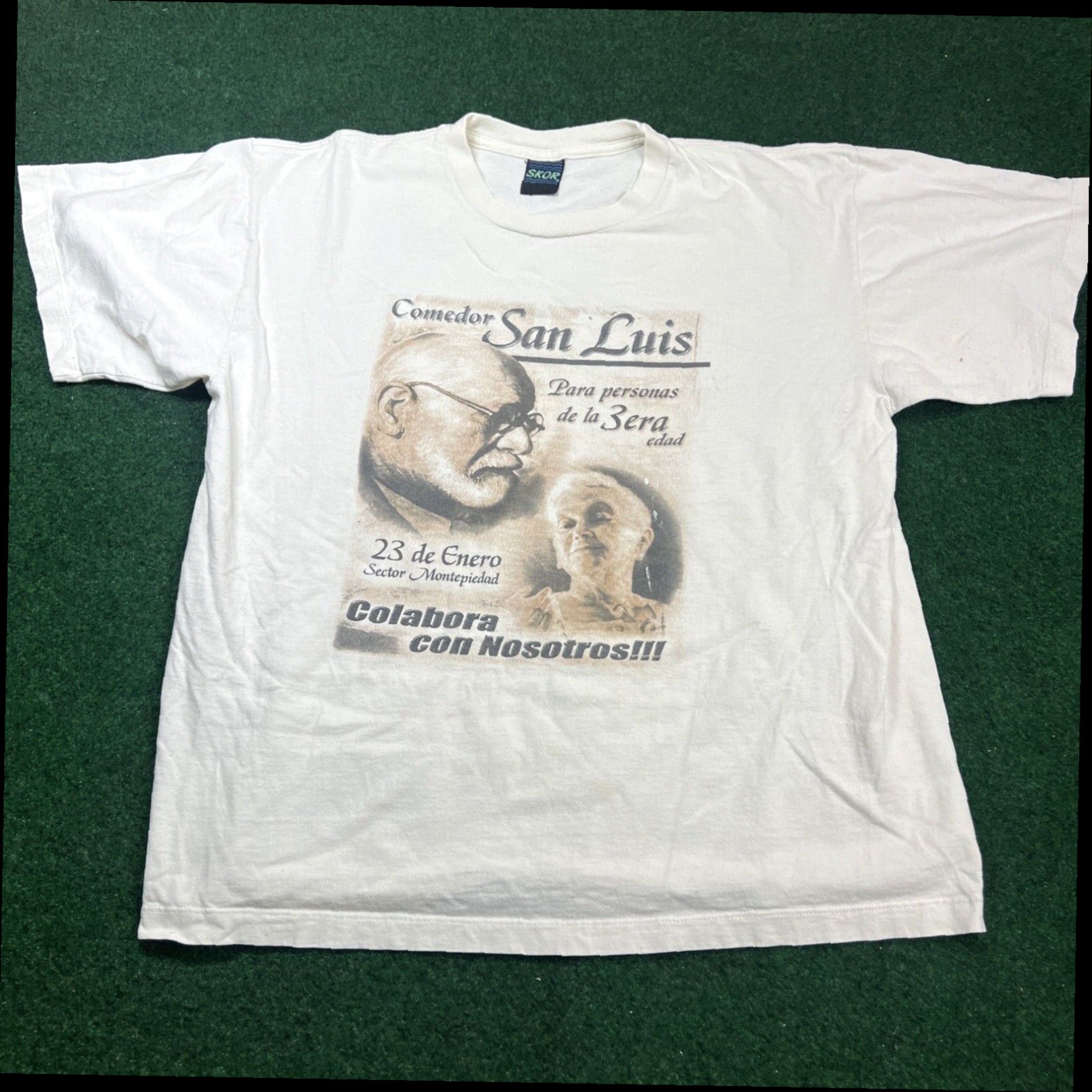 Vintage Comedor San Luis Colabra Con Nosotros Shirt Size Large White Spanish 90s Vintage Size US L / EU 52-54 / 3 - 1 Thumbnail