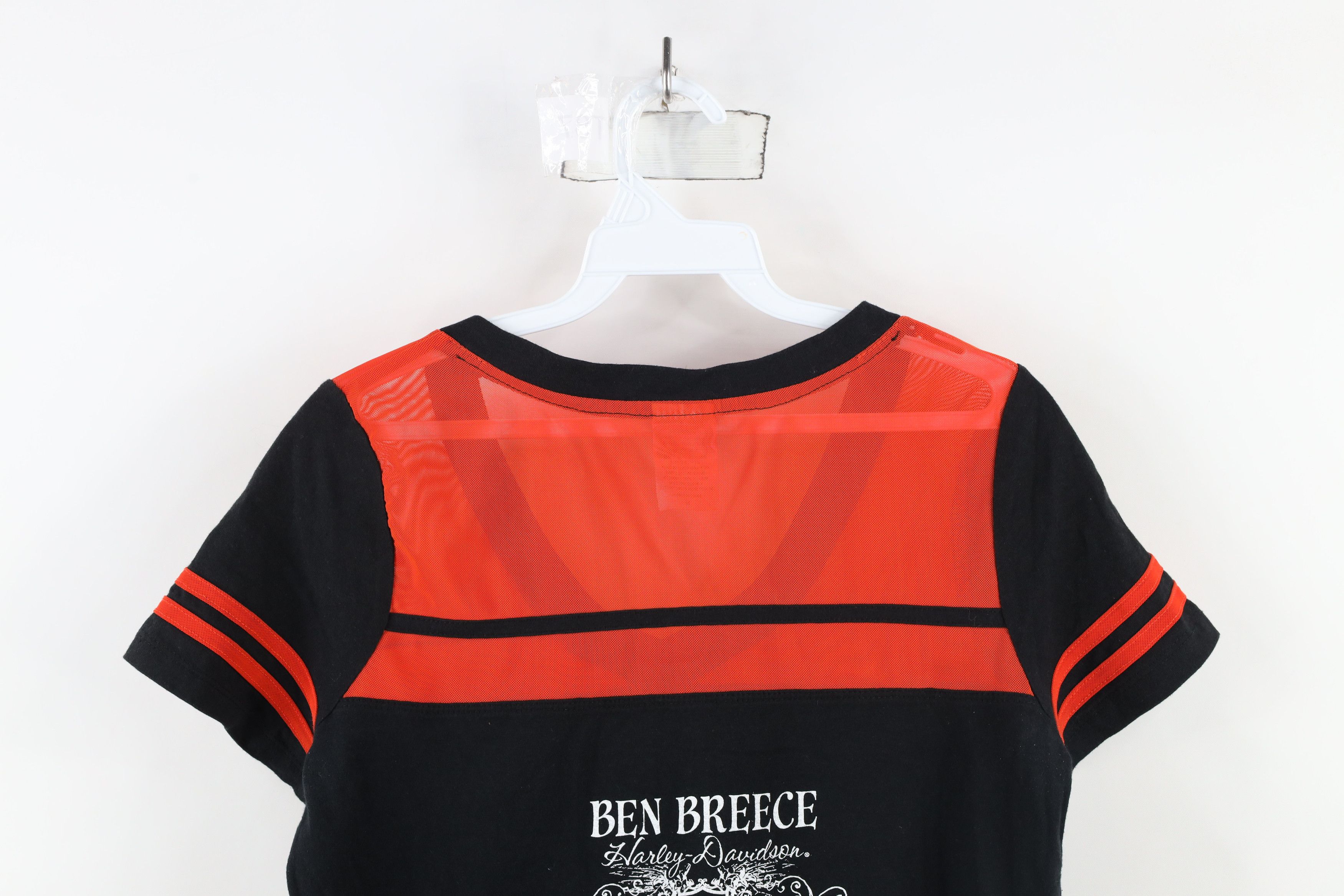 Harley Davidson × Vintage Vintage Y2K Harley Davidson Spell Script Mesh V-Neck T-Shirt Size M / US 6-8 / IT 42-44 - 14 Thumbnail