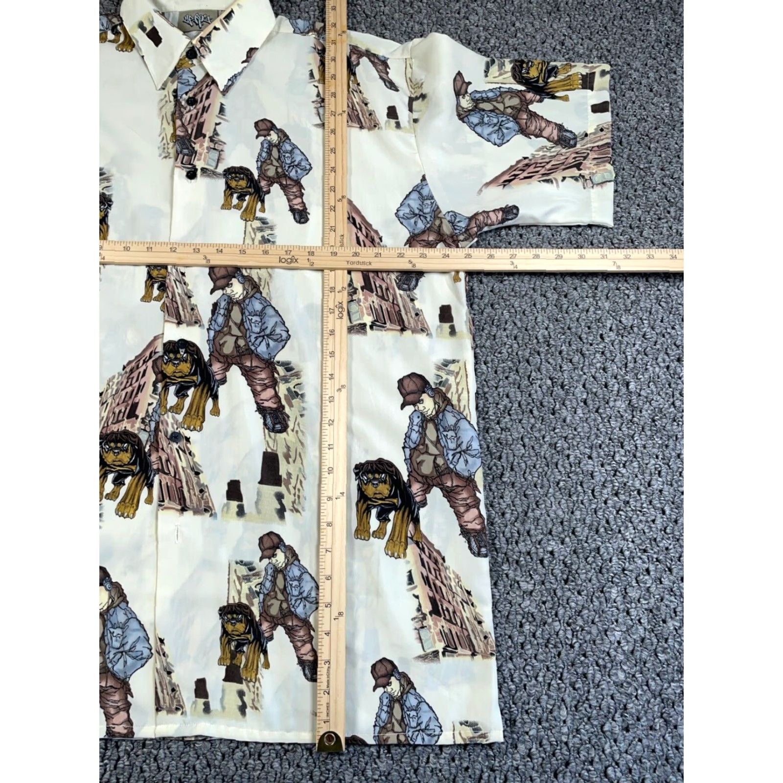 Vintage VTG Vintage Yes Brand Vintage Y2K Up Roc Rottweiler Pattern Shirt Adult Large Ivory AOP Streetwear Hip Hop Size US L / EU 52-54 / 3 - 6 Thumbnail
