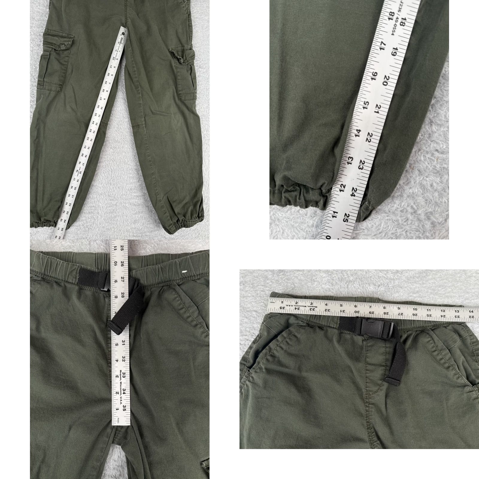 Vintage UNIONBAY Women's Cargo Jogger Pants Size 3 Green Tapered Denim 5-Pocket Belted Regular Fit Size 26" / US 2 / IT 38 - 8 Thumbnail