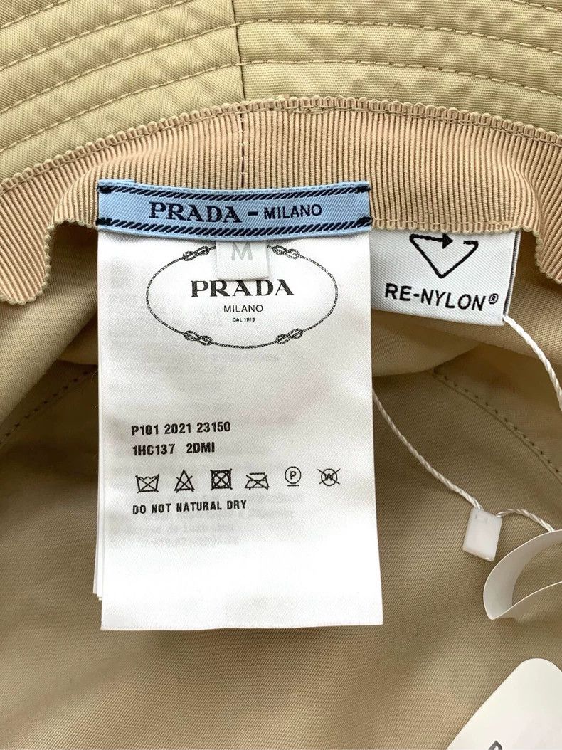 Prada Prada Size M Logo triangle logo beige fisherman hat sunshad Size ONE SIZE - 8 Thumbnail