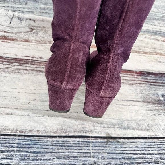 Boden BODEN Plum Purple Suede Leather Knee-High Wedge Boots Size US 9 / IT 39 - 4 Thumbnail