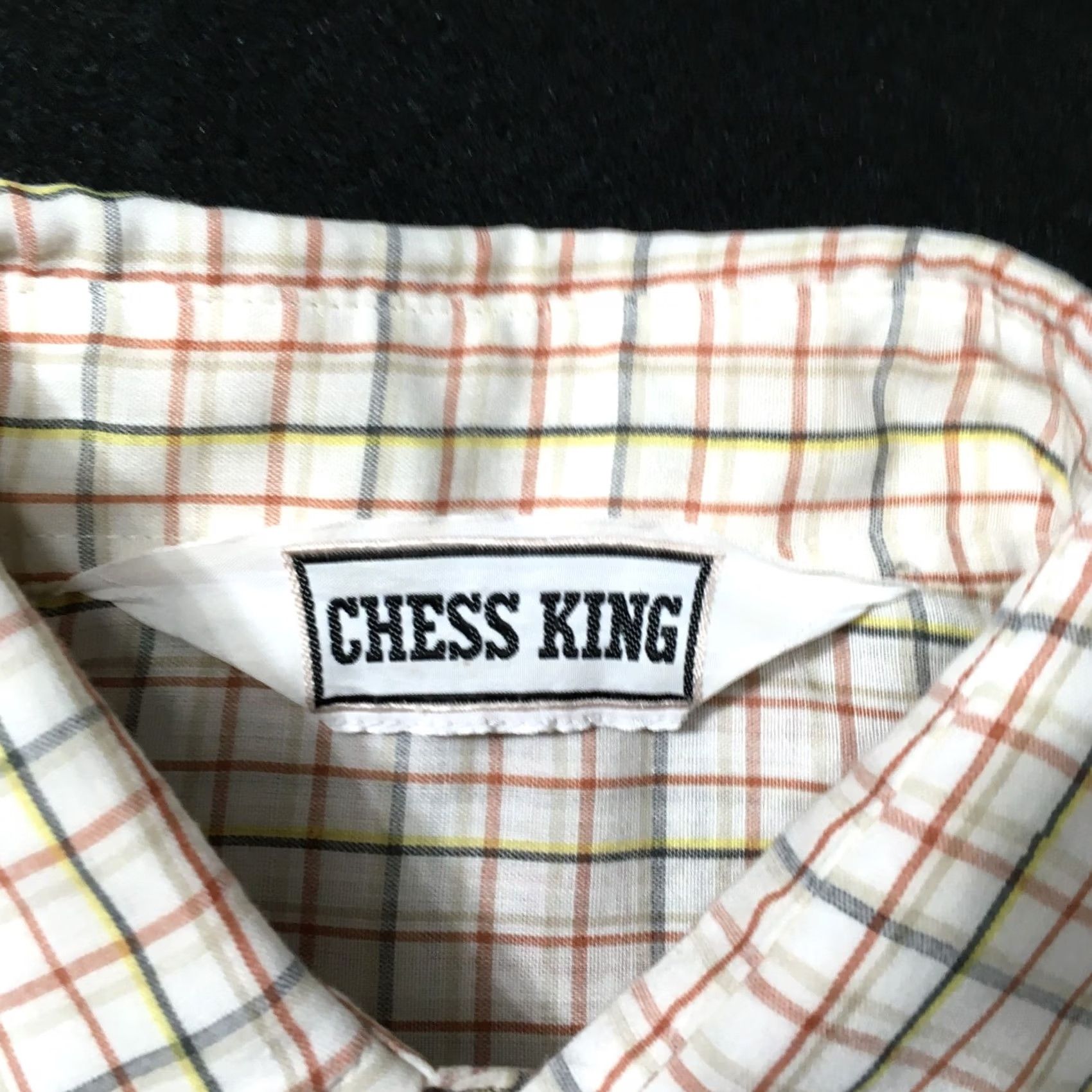 Vintage Chess King Shirt Mens M Beige Check Button-Up Long Sleeve 70s Slim Vintage? Size US M / EU 48-50 / 2 - 2 Thumbnail