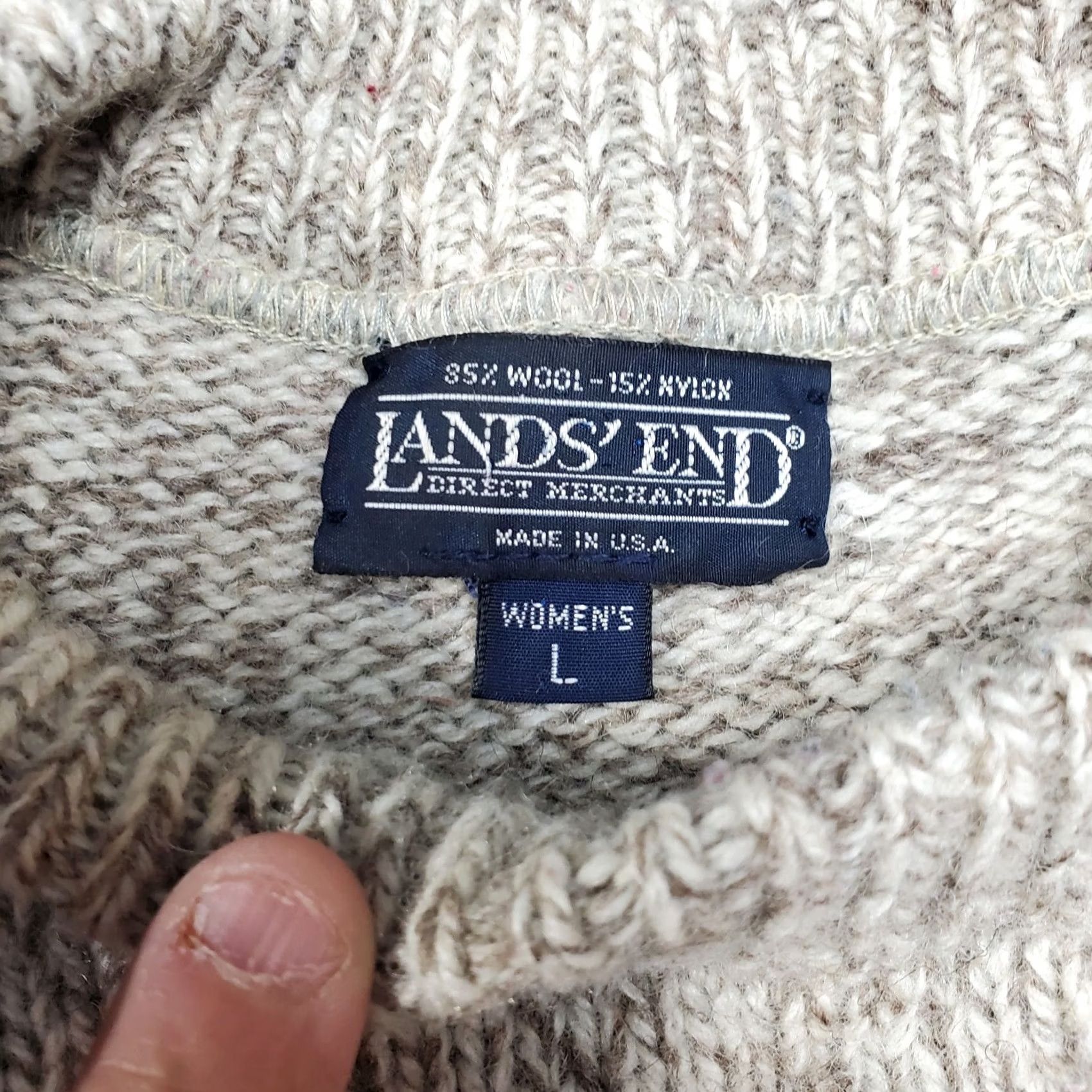 Lands' End Vintage Lands' End Sweater Women Large Beige Fair Isle Wool Blend Y2K Style - USA Knit - Long Sleeve Size L / US 10 / IT 46 - 5 Thumbnail