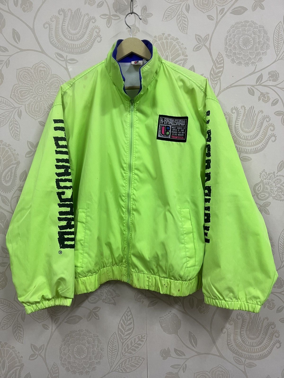 image of Made In Hawaii x Surf Style Vintage 1980S Surf Style Jacket Fluorescent Green Hawaii (Size XL)