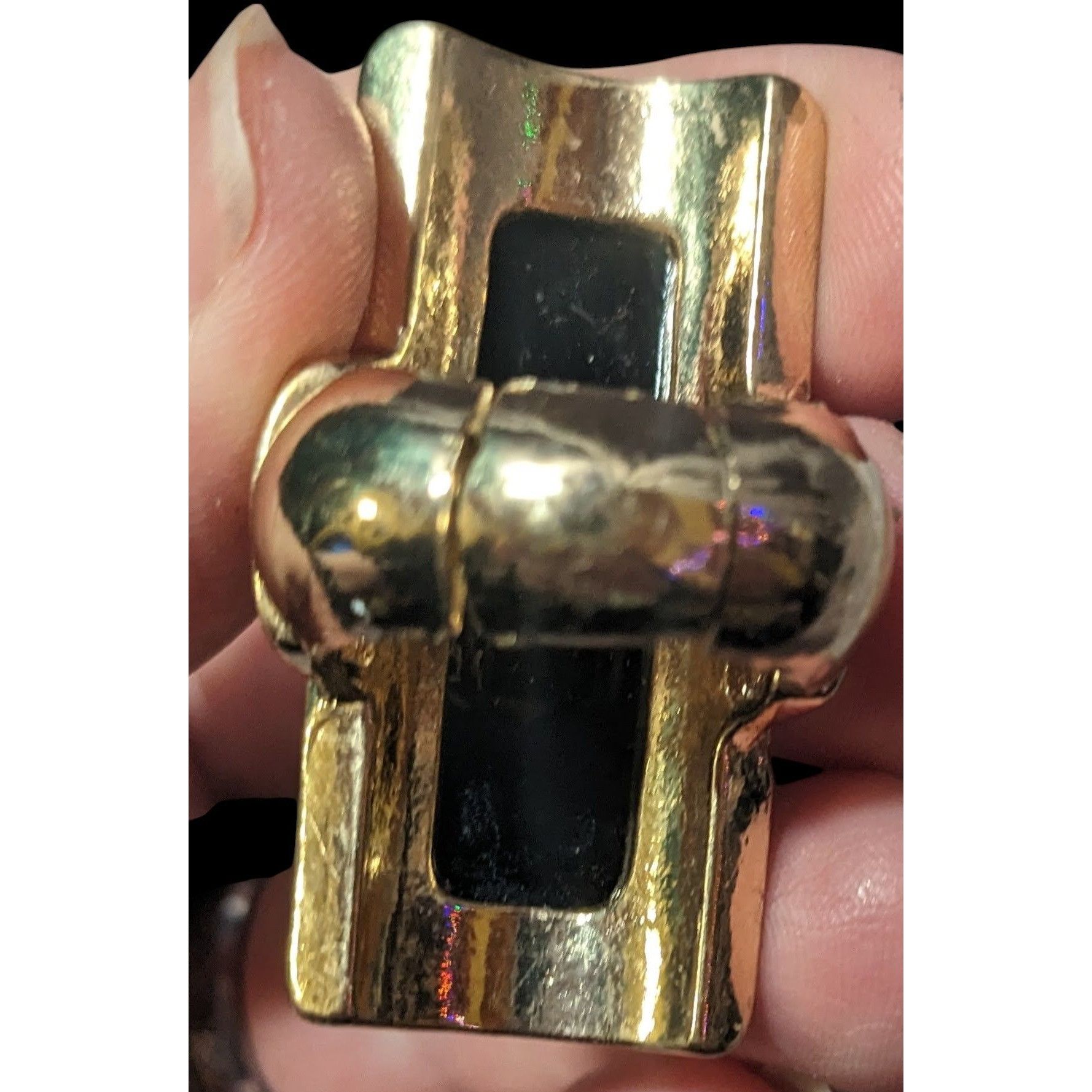 Other Art Deco Style Glam Black And Gold Stretch Statement Ring Si Size ONE SIZE - 7 Thumbnail