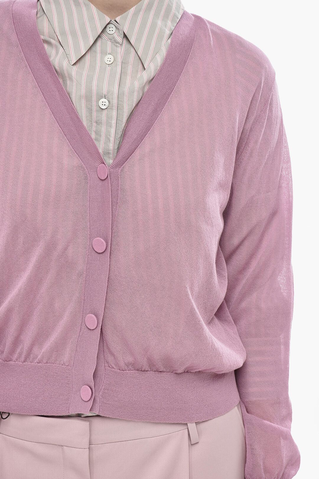 Dries Van Noten og1mm0426 Cotton-Blend Cardigan in Pink Size S / US 4 / IT 40 - 3 Thumbnail