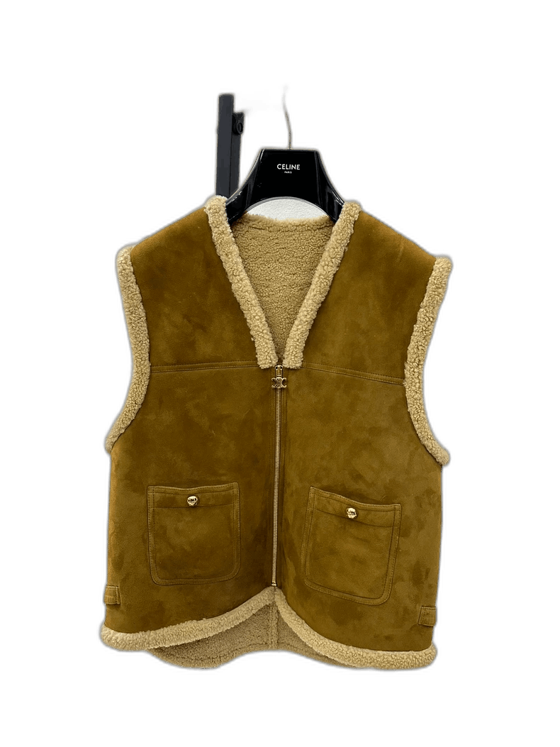 Celine Celine Brown Sheepskin Vest for Women Size M / US 6-8 / IT 42-44 - 1 Thumbnail