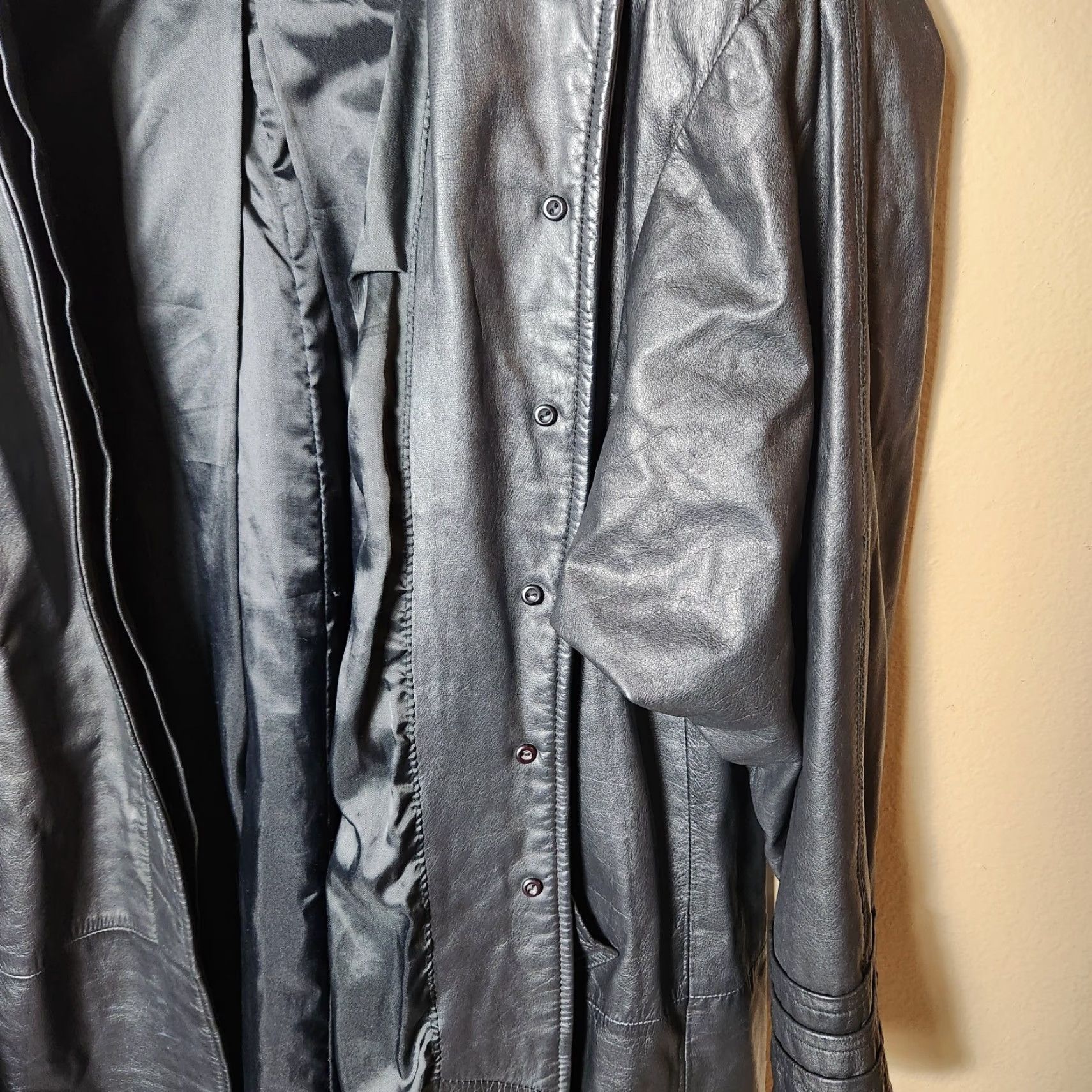 Vintage VINTAGE Cedar Coat Womens Black Genuine Leather Buttonfront Full Length Coat-Size M Size M / US 6-8 / IT 42-44 - 5 Thumbnail