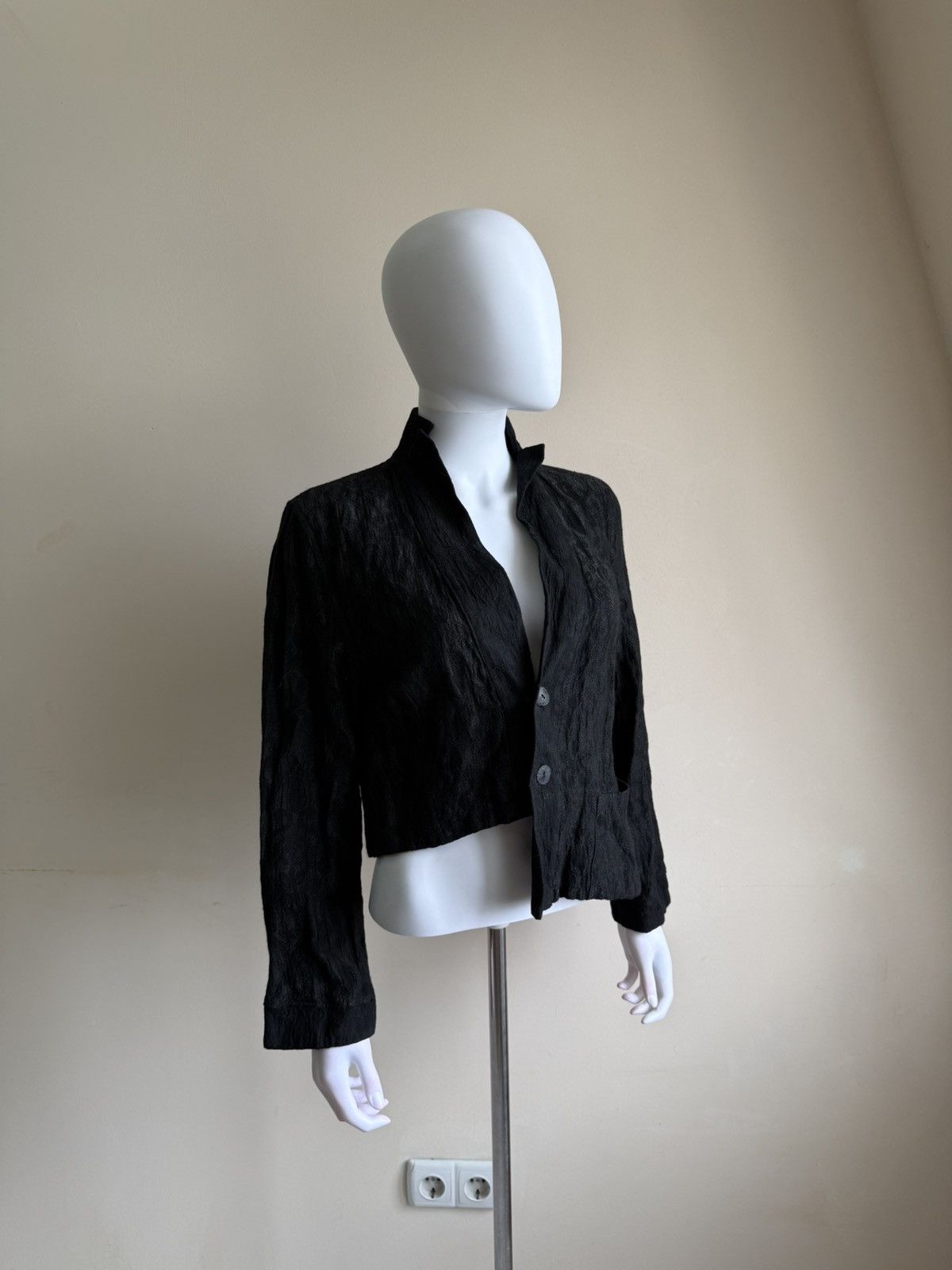 Sarah Pacini Black Paisley Asymmetrical Blazer Jacket Size 3