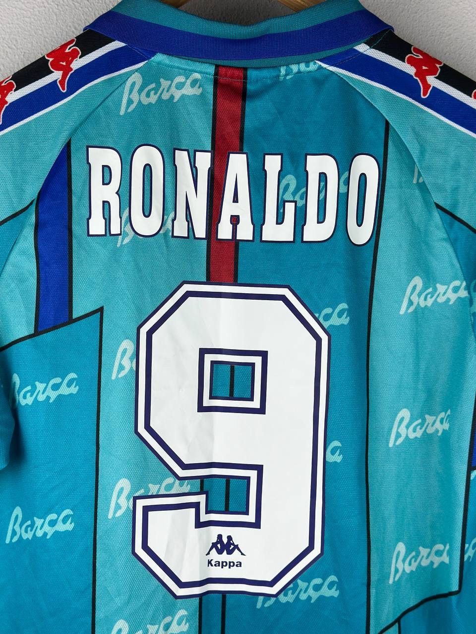 Kappa BARCELONA 1996/97 AWAY JERSEY RETRO REMAKE - RONALDO Size XL Size US XL / EU 56 / 4 - 7 Thumbnail