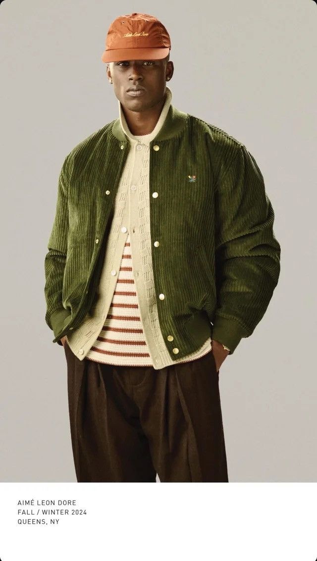Aime Leon Dore Aimé Leon Dore Green Corduroy Bomber Jacket - Quilted Lining Size US S / EU 44-46 / 1 - 1 Thumbnail