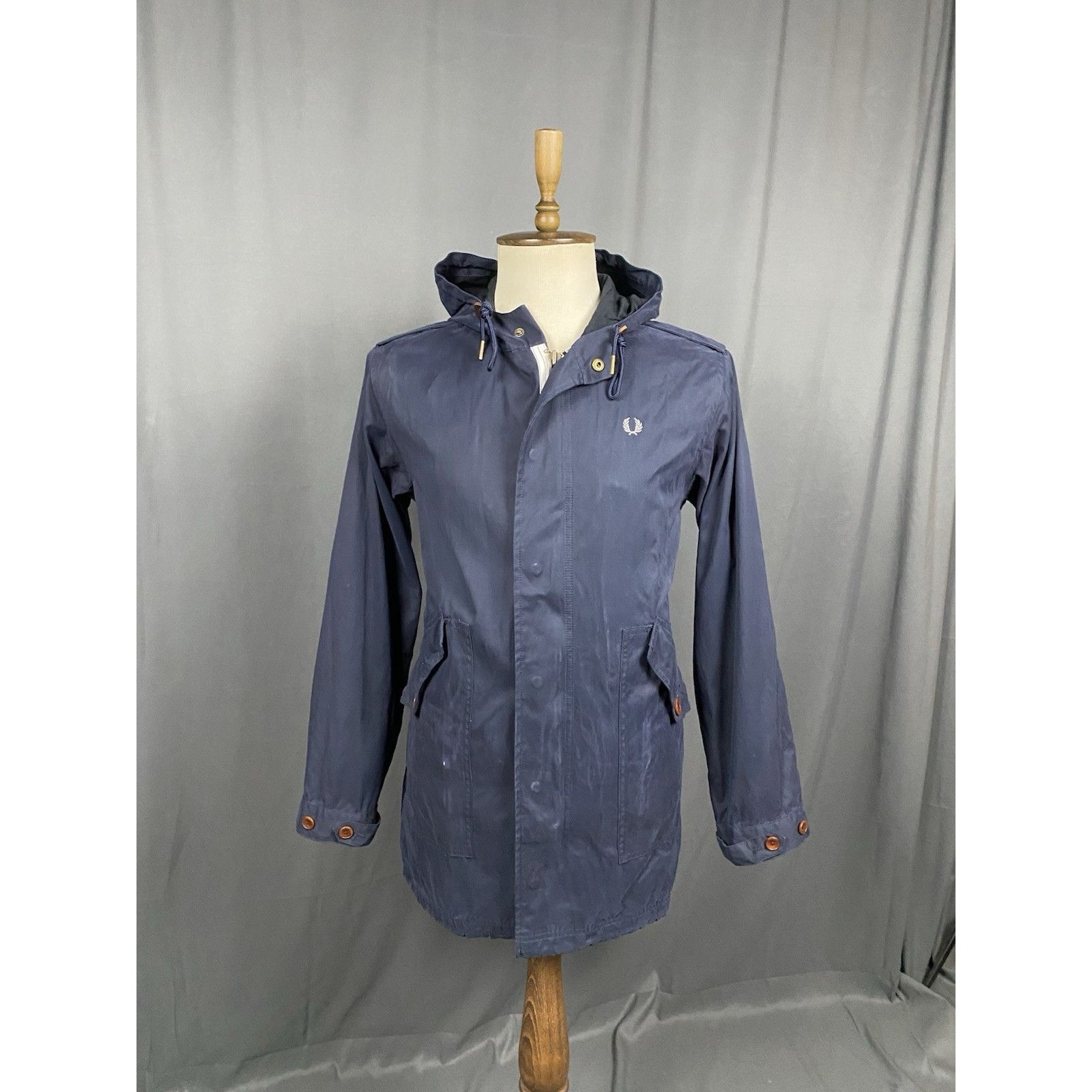 Fred Perry Fred Perry Men's Bue Hooded Parka Jacket Size S Size US S / EU 44-46 / 1 - 1 Thumbnail