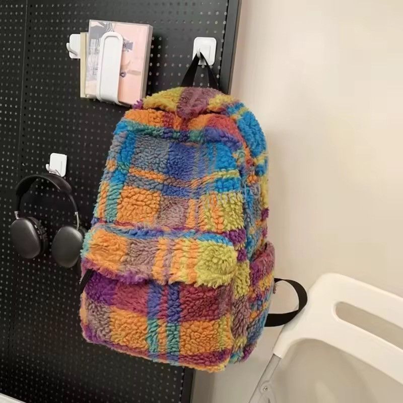 Japanese Brand Unisex Fluffy Wool Plush Backpack Size ONE SIZE - 5 Thumbnail