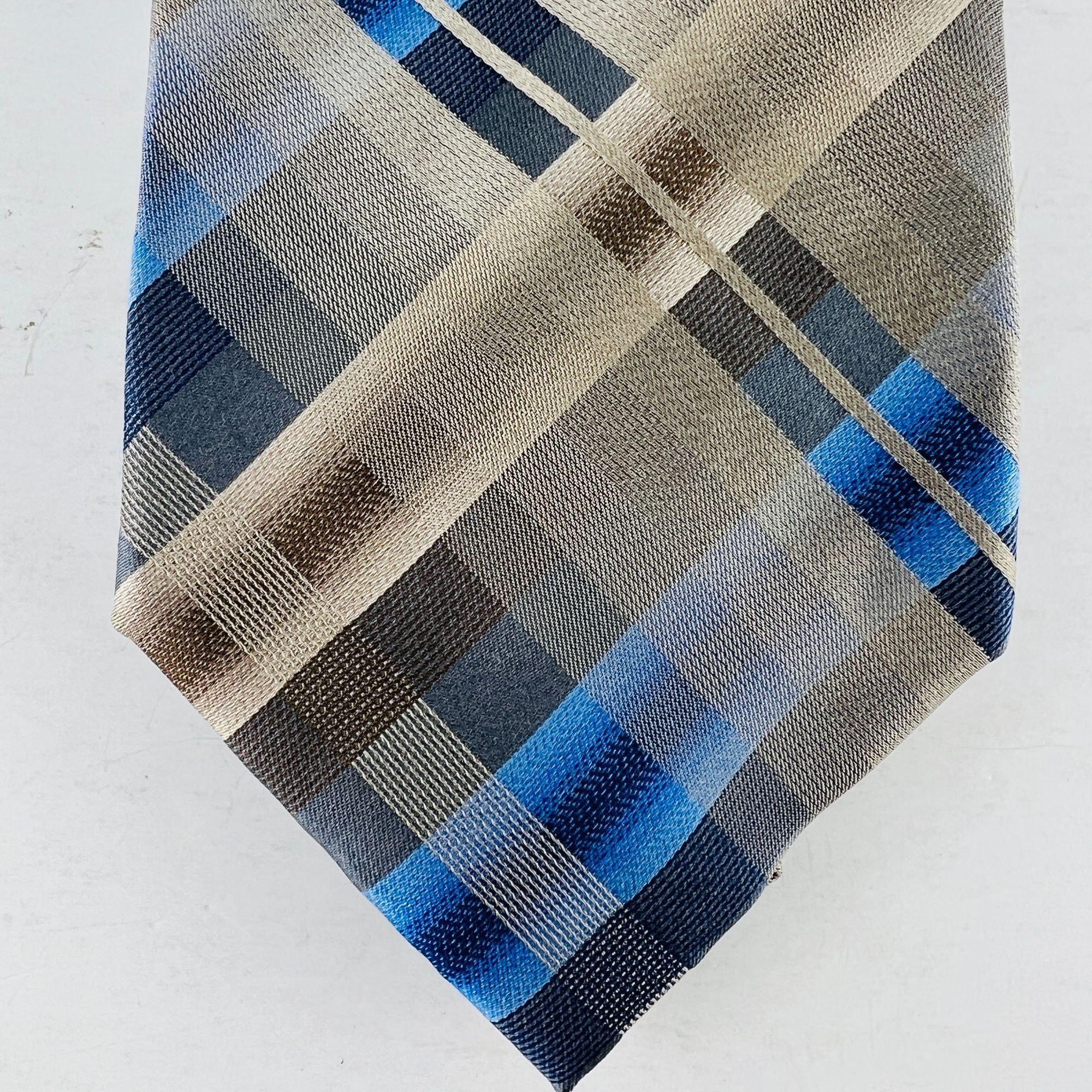 Kenneth Cole Kenneth Cole Reaction Cross Stripes Beige Blue Necktie Tie 1 Size ONE SIZE - 3 Thumbnail