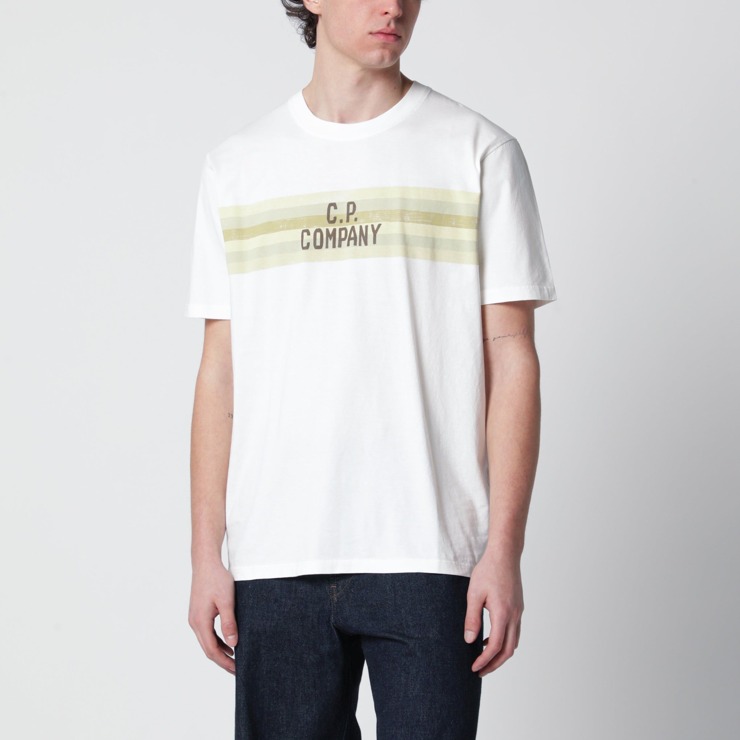 C.P. Company C.P. Company White T-Shirt With Logo Print Size US L / EU 52-54 / 3 - 1 Thumbnail