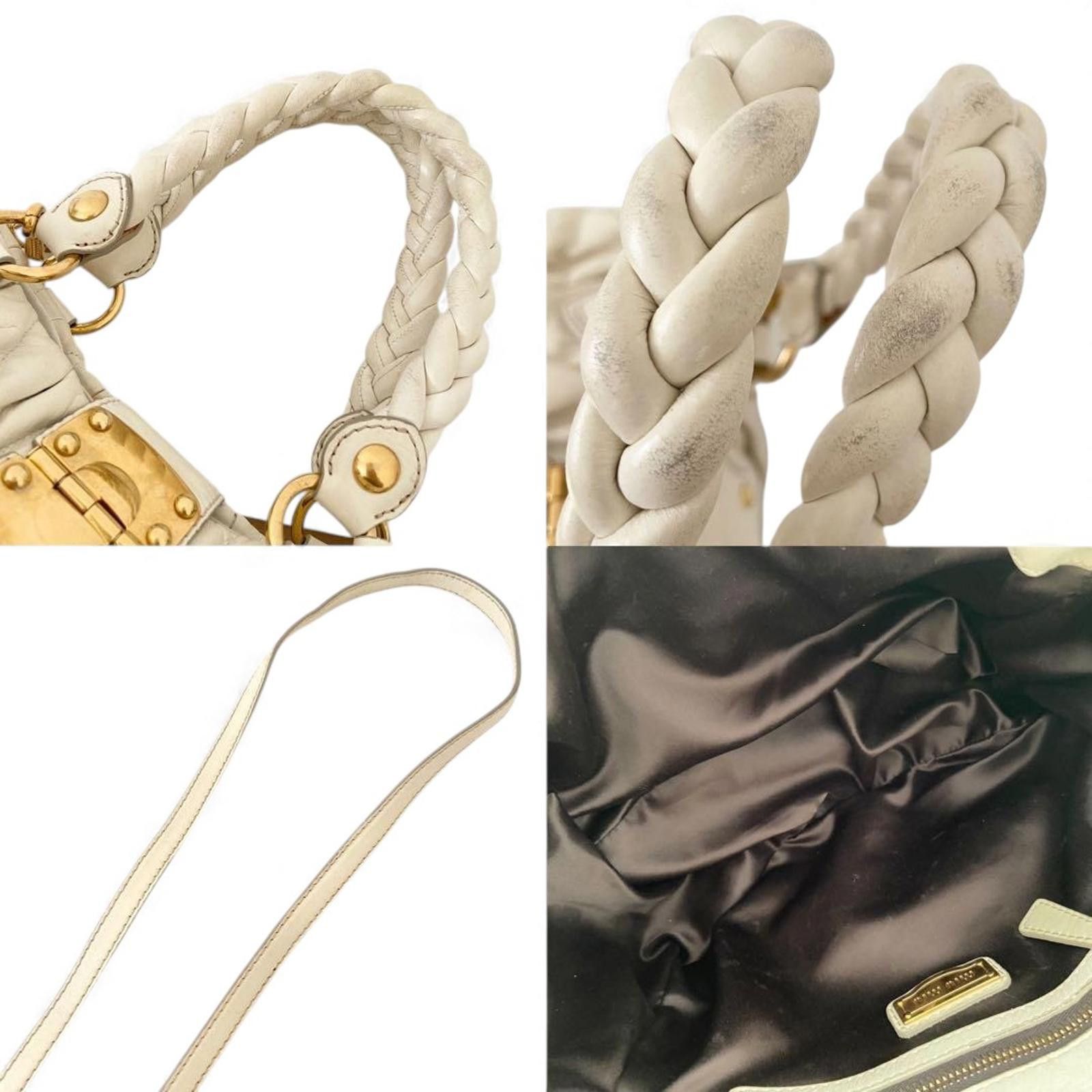 Miu Miu Miu Miu - White Leather Shoulder Bag Gold Size ONE SIZE - 6 Thumbnail