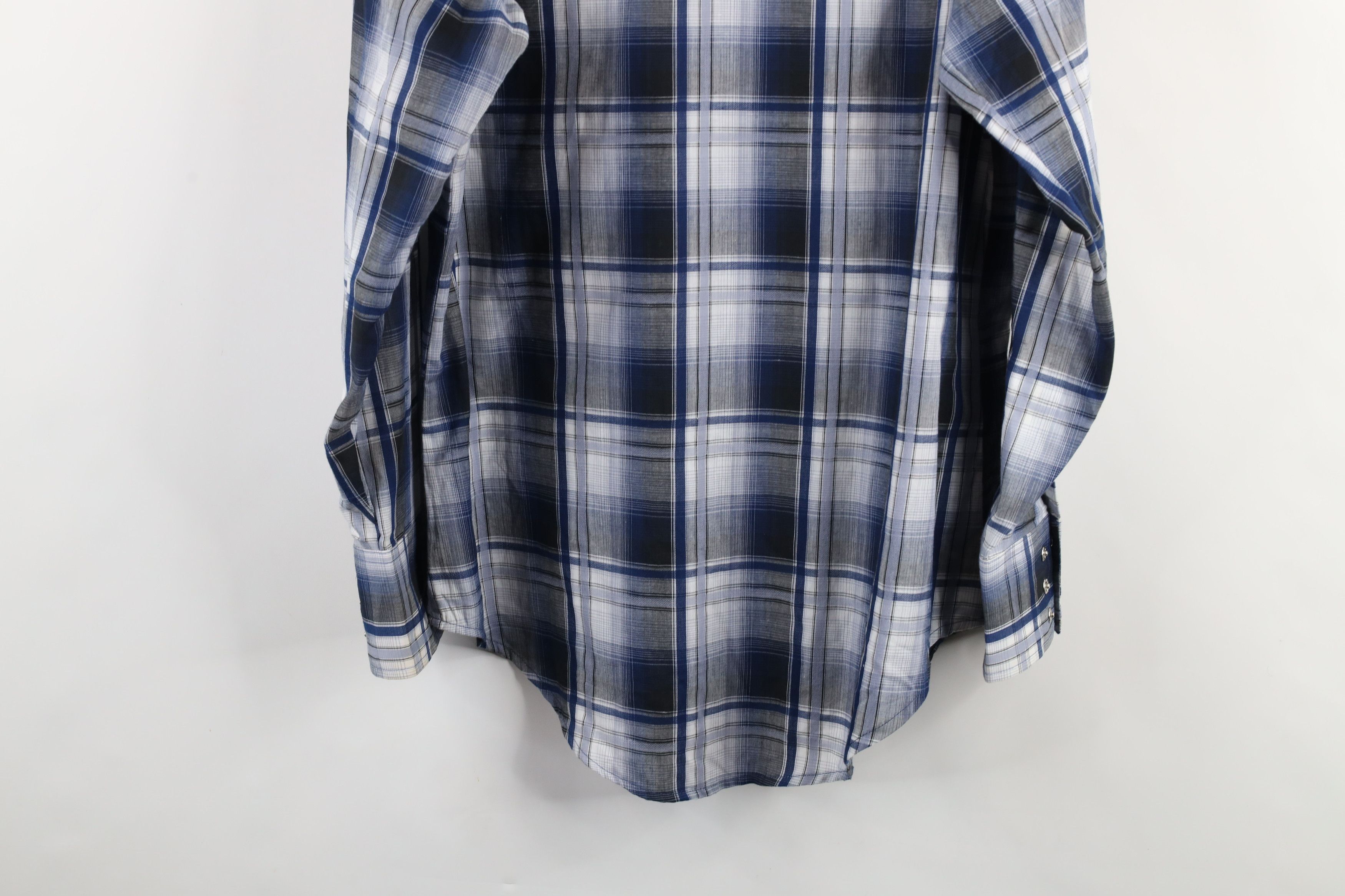 Vintage Vintage 90s Rockabilly Cowboy Snap Button Shirt Blue Plaid Size US M / EU 48-50 / 2 - 15 Thumbnail