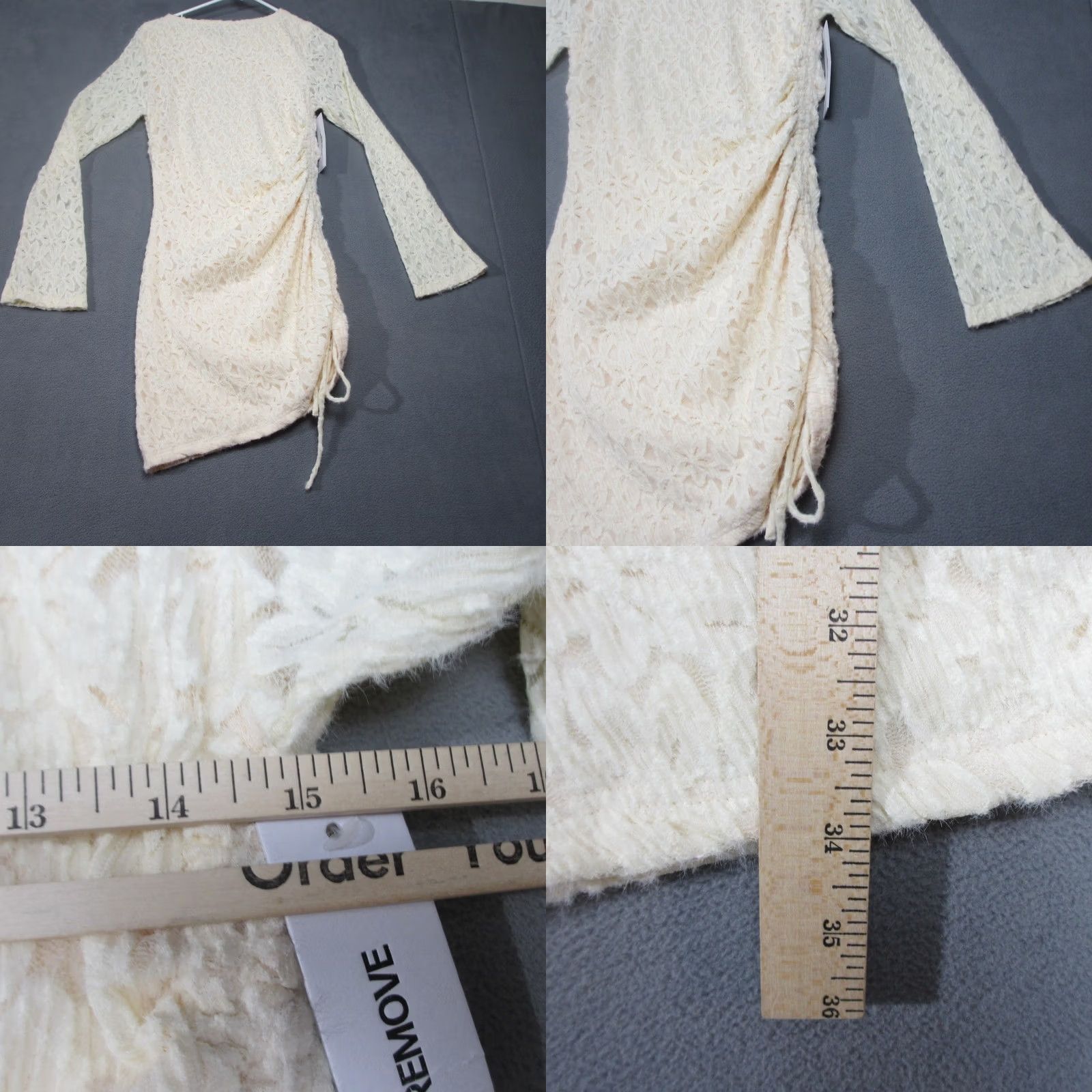 PRINCESS POLLY Princess Polly Dress Womens 6 Ivory Mini Nylon Que Sera Long Sleeve Side Ruched Dress Size M / US 6-8 / IT 42-44 - 8 Thumbnail