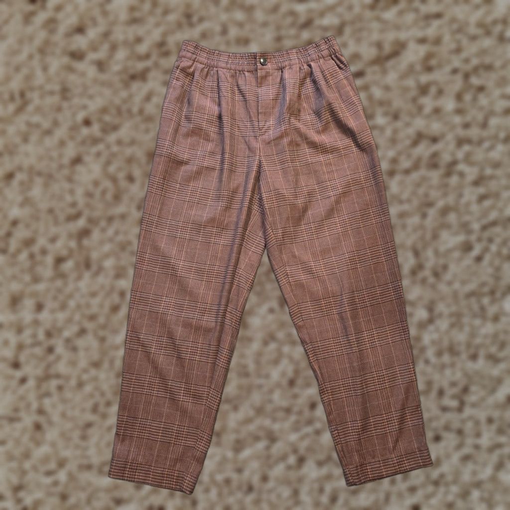 Madewell Madewell Pants Womens Size Small Brown Plaid Zip Cropped Pleated Capsule Casual Tapered Cropped Capris Style Size 28" / US 6 / IT 42 - 1 Thumbnail
