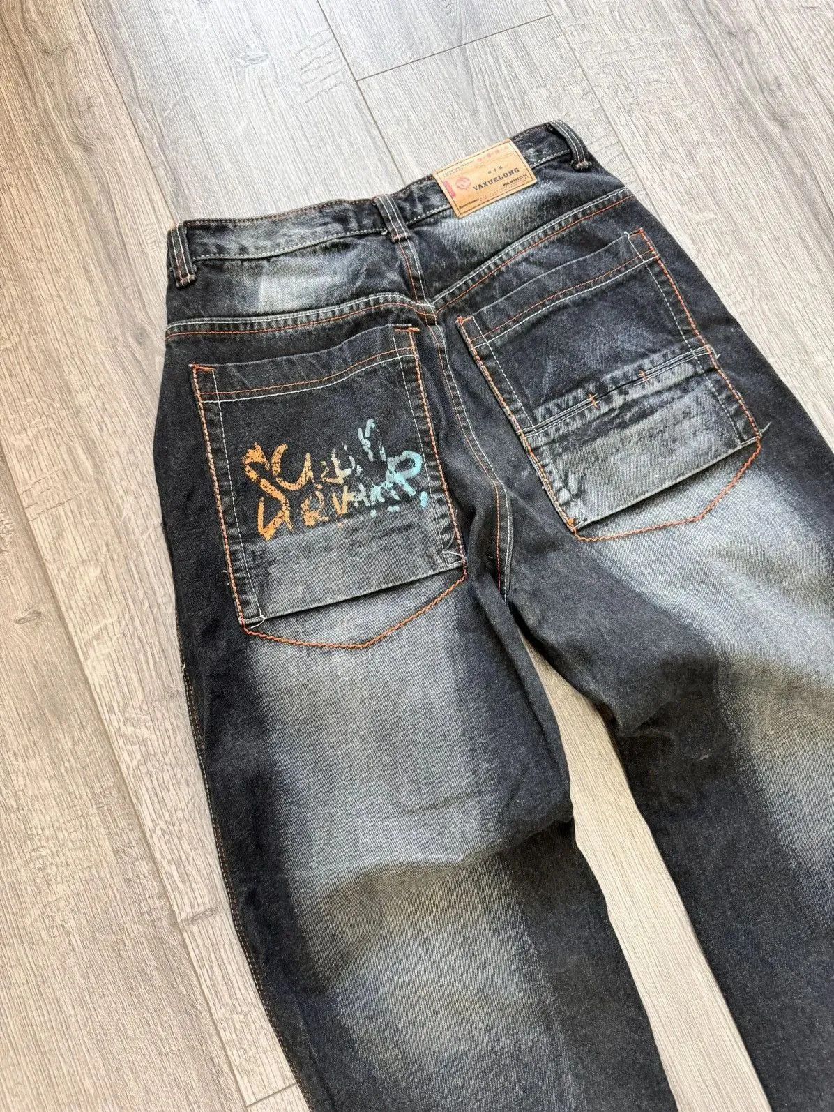 JNCO VINTAGE Y2K CYBER WING DENIM RAW BLUE BAGGY SEQUIN JEANS 36 Size US 31 - 13 Thumbnail