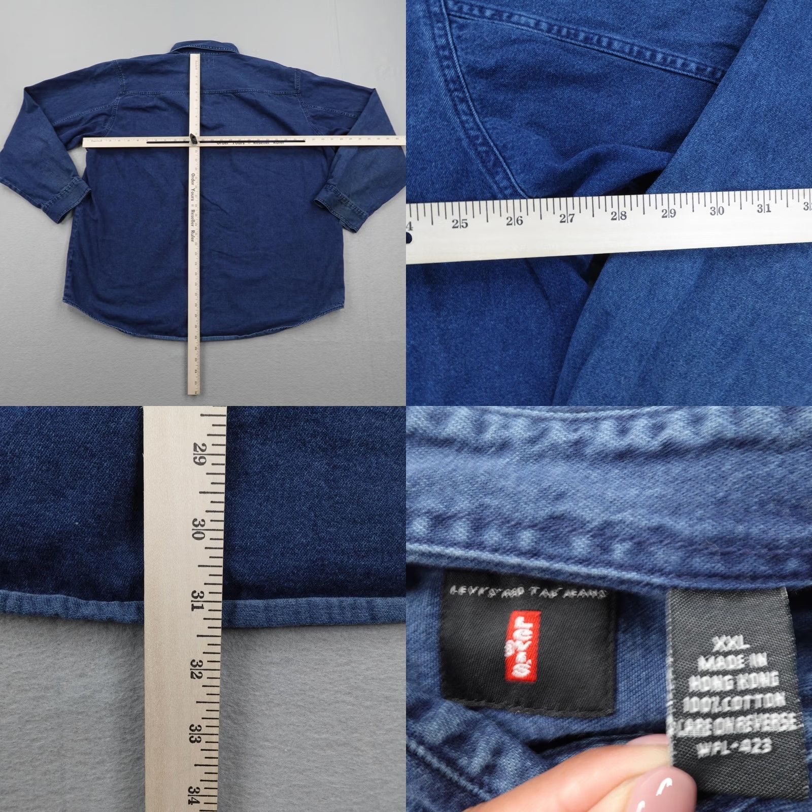 Levi's VINTAGE Levis Shirt Mens 2XL XXL Blue Denim Jean Button Up Utility Field 90s Size US XXL / EU 58 / 5 - 8 Thumbnail