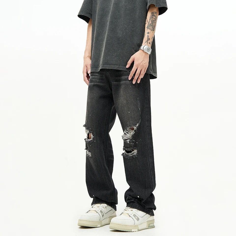 Japanese Brand × Vintage Ripped Jeans Men Y2k Street Baggy Size US 33 - 3 Thumbnail