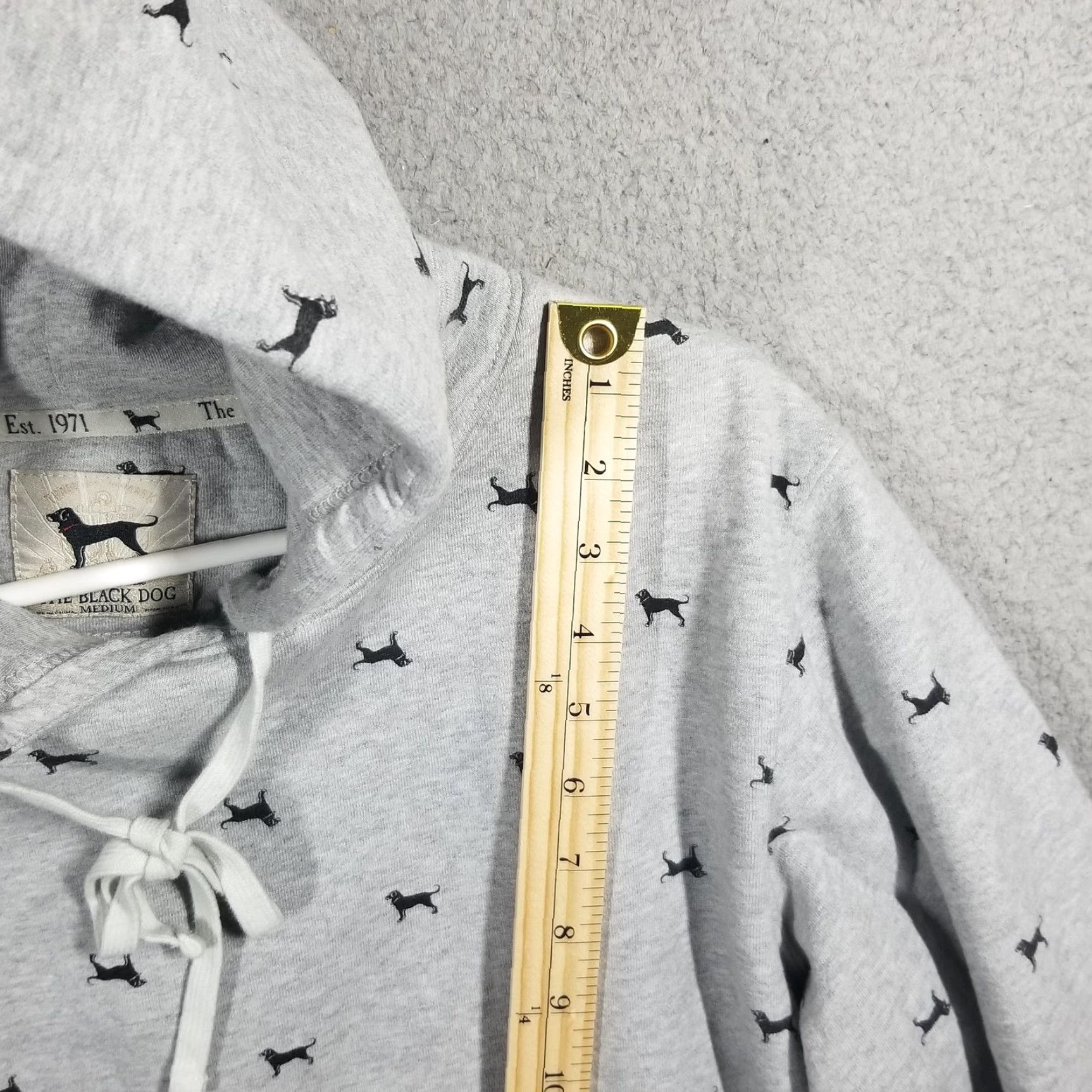 Gloverall The Black Dog Hoodie Mens Medium Gray Allover Dog Print Fleece Pullover Size US M / EU 48-50 / 2 - 4 Thumbnail
