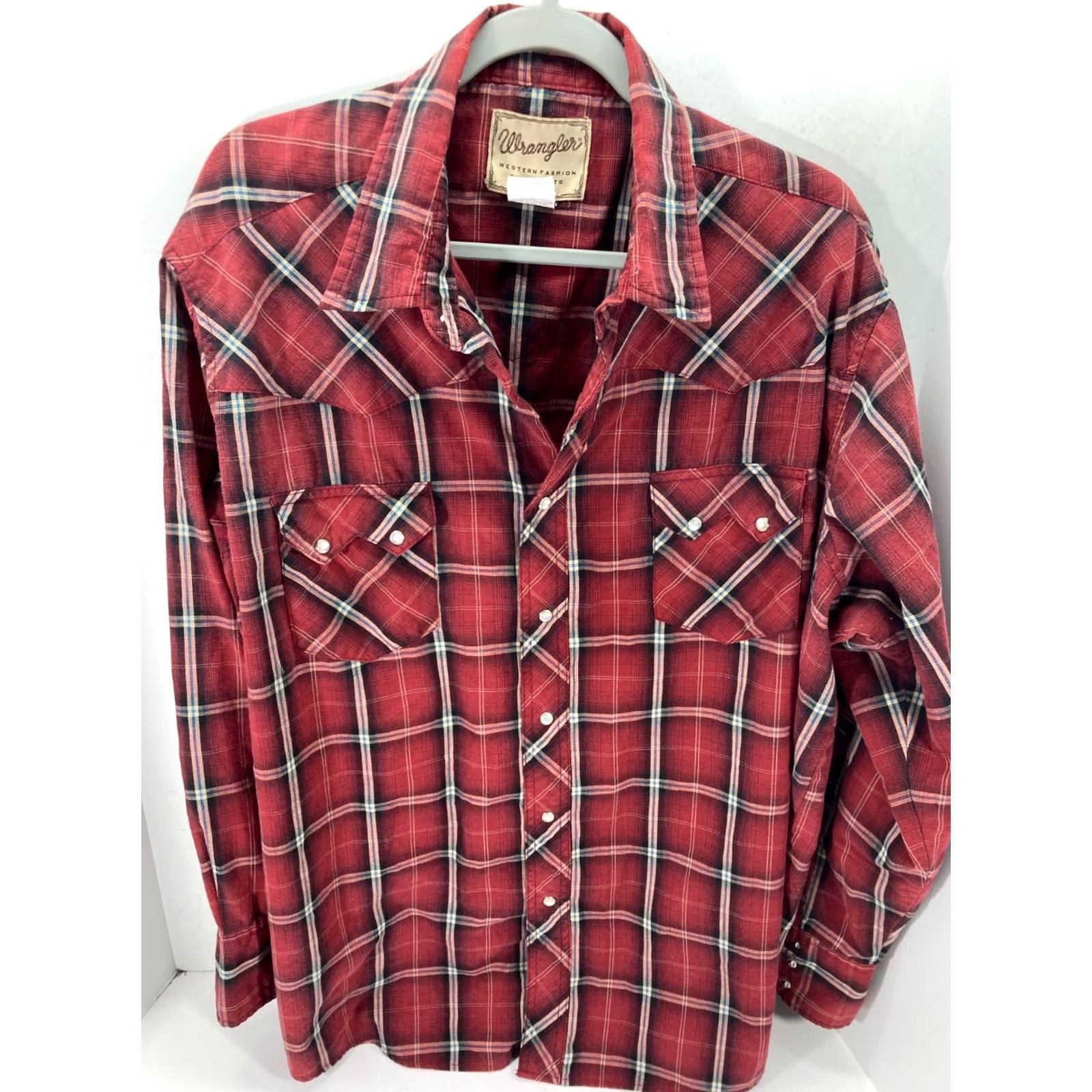Wrangler Wrangler Western Shirt Mens 2XL Red Plaid Pearl Snap Front Cowboy Long Sleeve Shirt Size US XXL / EU 58 / 5 - 2 Thumbnail