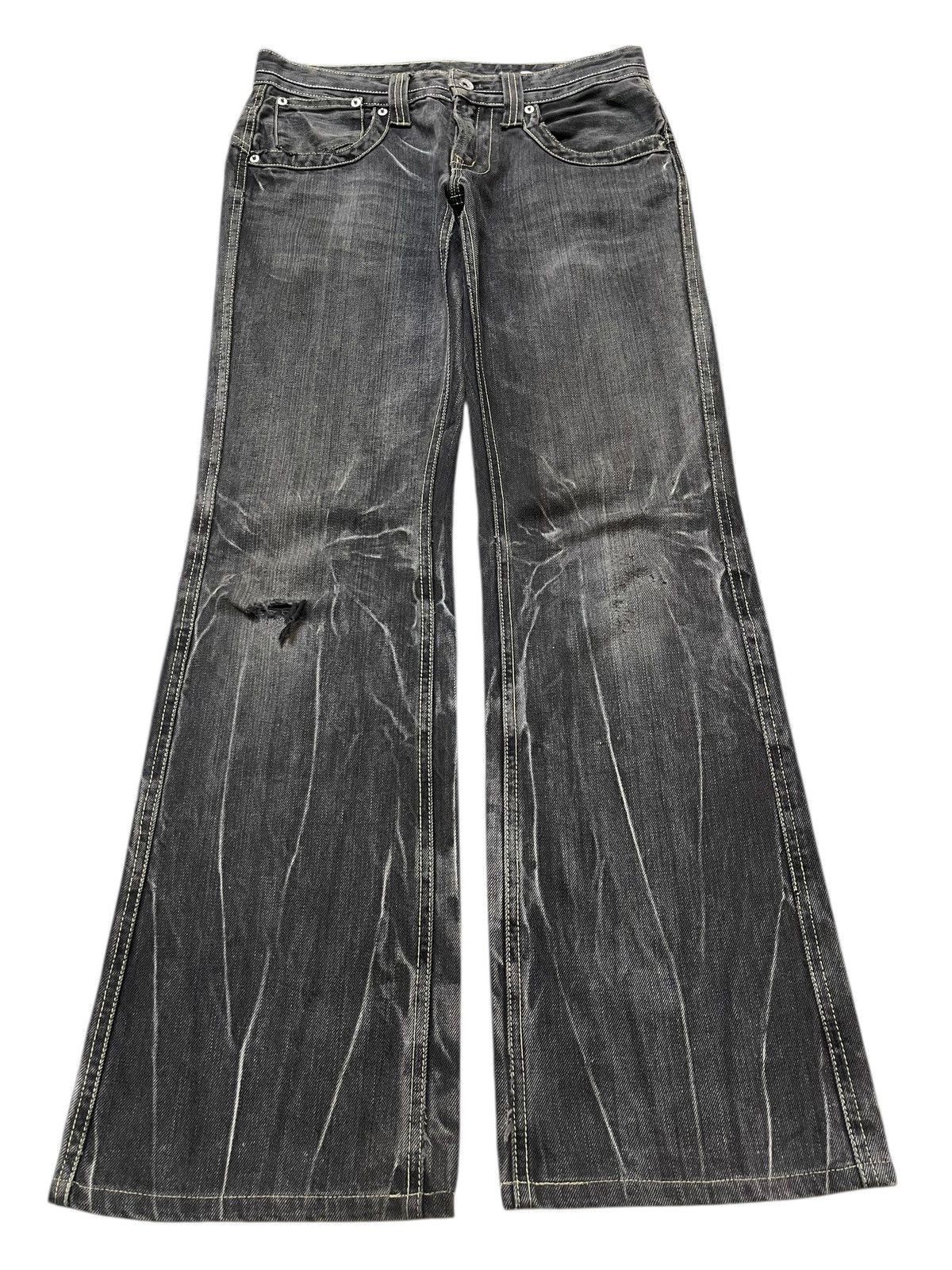 Vintage Japan Semantic Design Thunder Wash Faded Flare Jeans