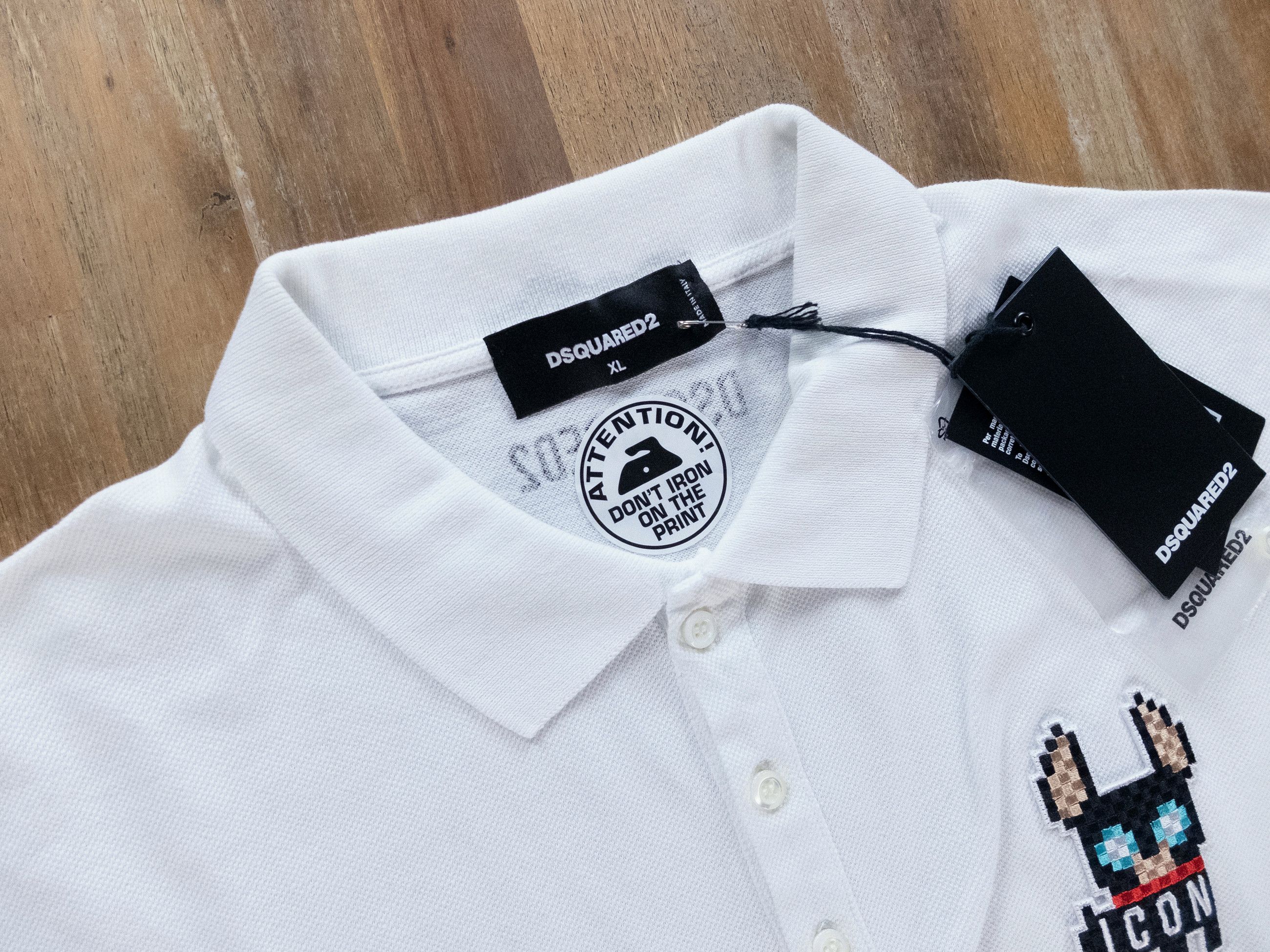 Dsquared2 DSQUARED2 white regular fit Icon logo patch polo shirt XL Size US XL / EU 56 / 4 - 6 Thumbnail