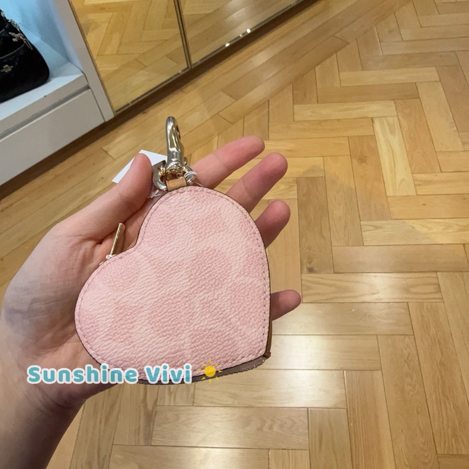 Coach NWT Coach Heart Bag Charm Signature Canvas CEA22 Powder Pink Size ONE SIZE - 2 Thumbnail